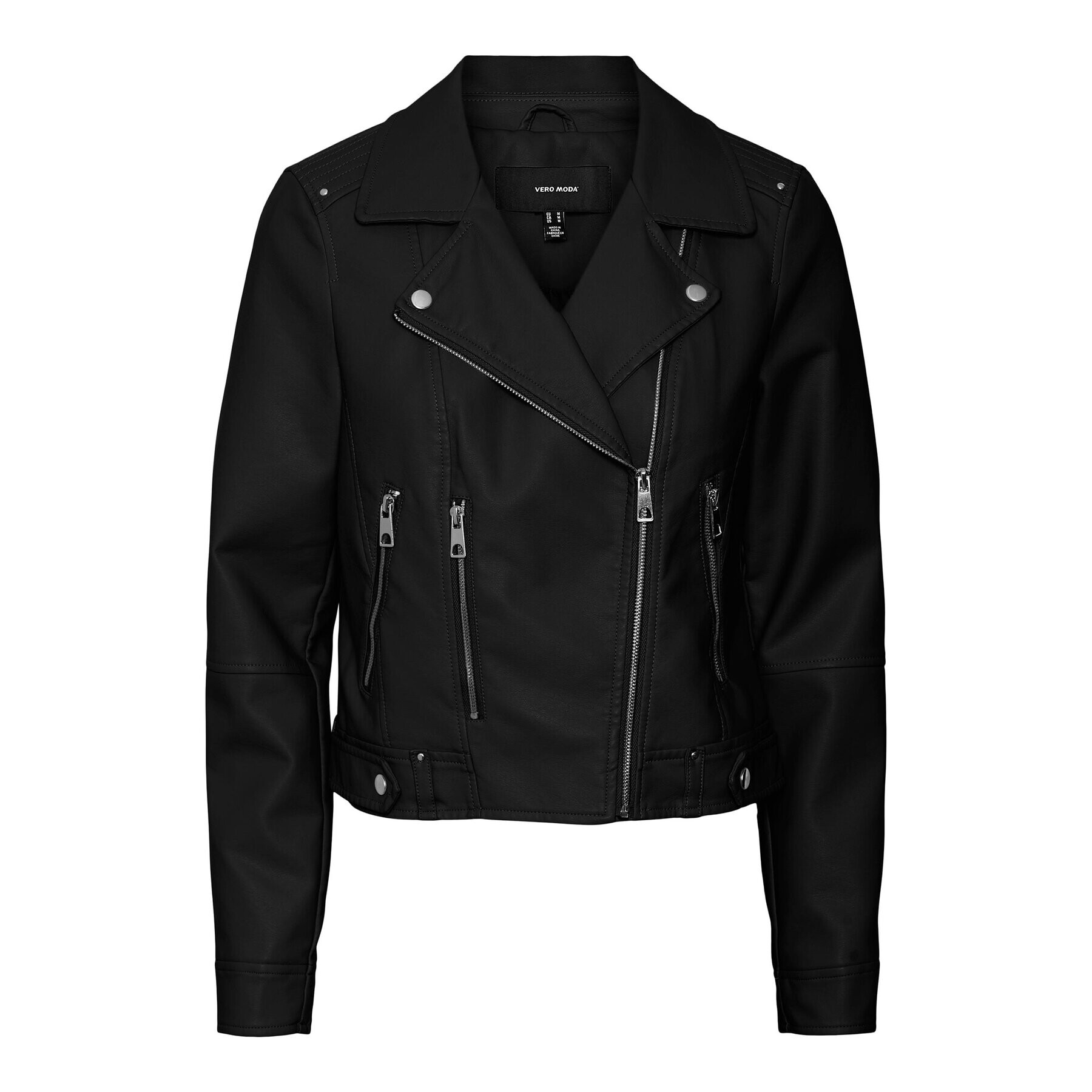 Vero Moda Curve Кожено яке Ally 10276319 Черен Regular Fit - Pepit.bg