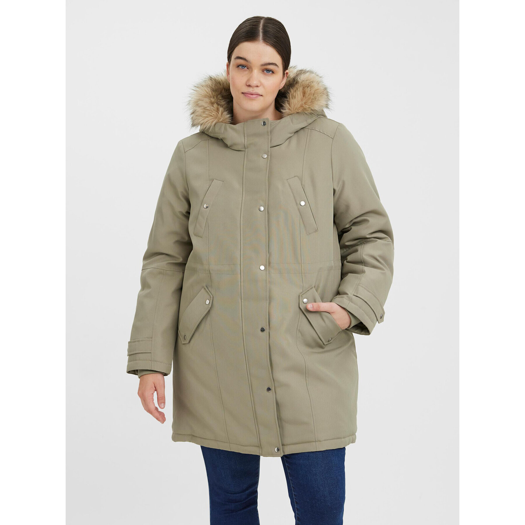 Vero Moda Curve Парка Trok 10267442 Зелен Regular Fit - Pepit.bg