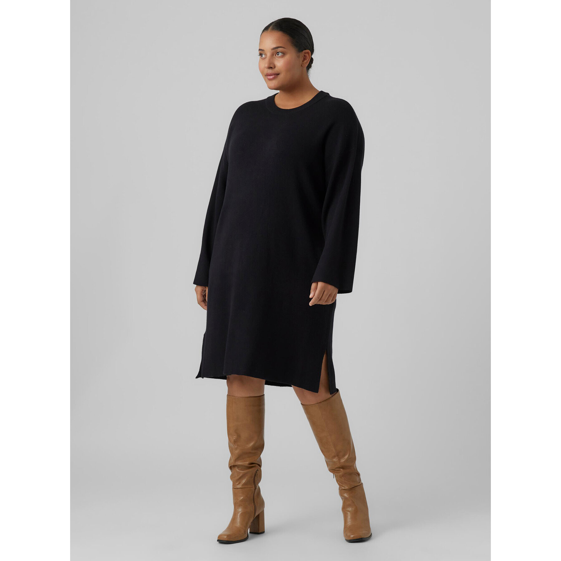 Vero Moda Curve Плетена рокля Gold 10279542 Черен Regular Fit - Pepit.bg