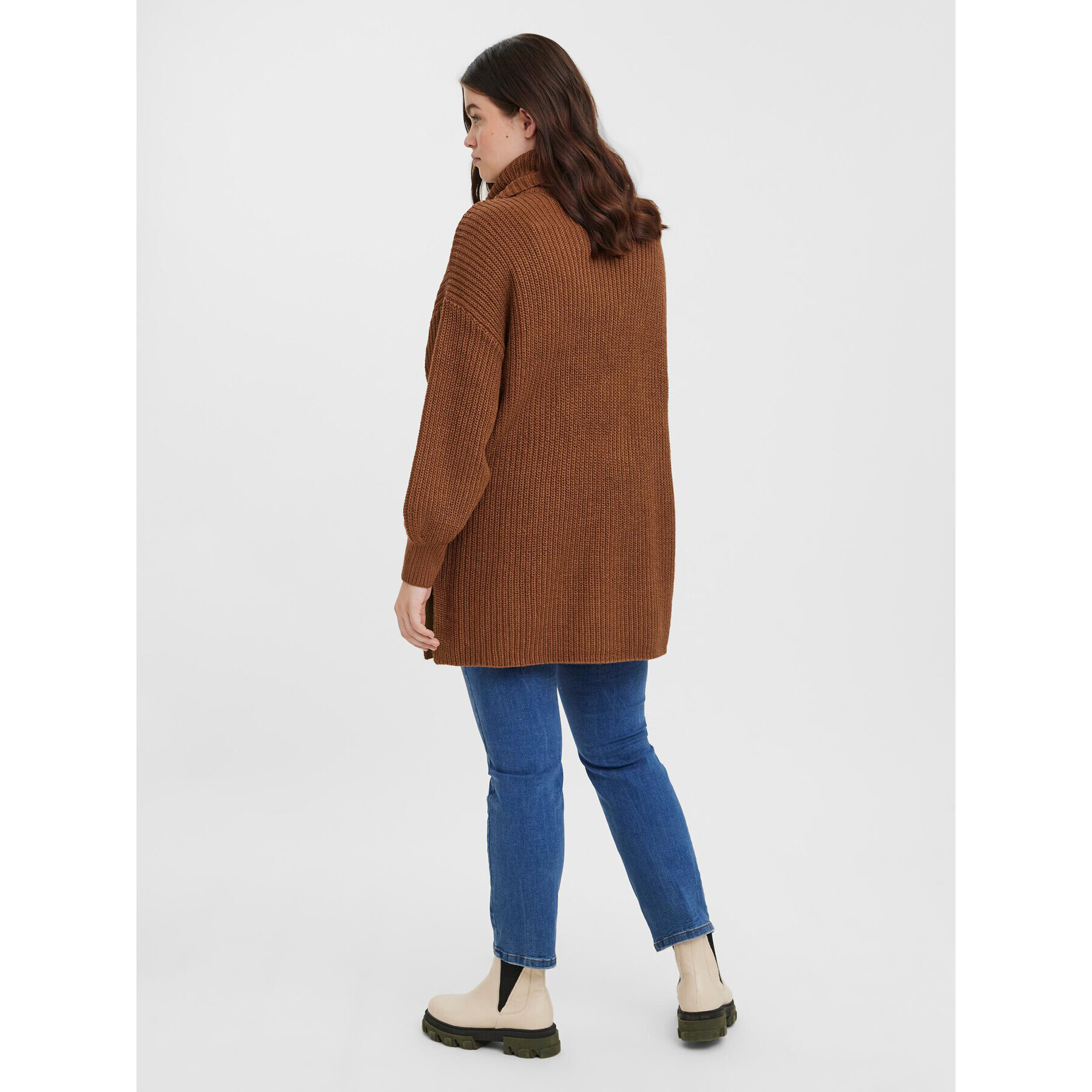 Vero Moda Curve Поло Sayla 10276895 Кафяв Regular Fit - Pepit.bg
