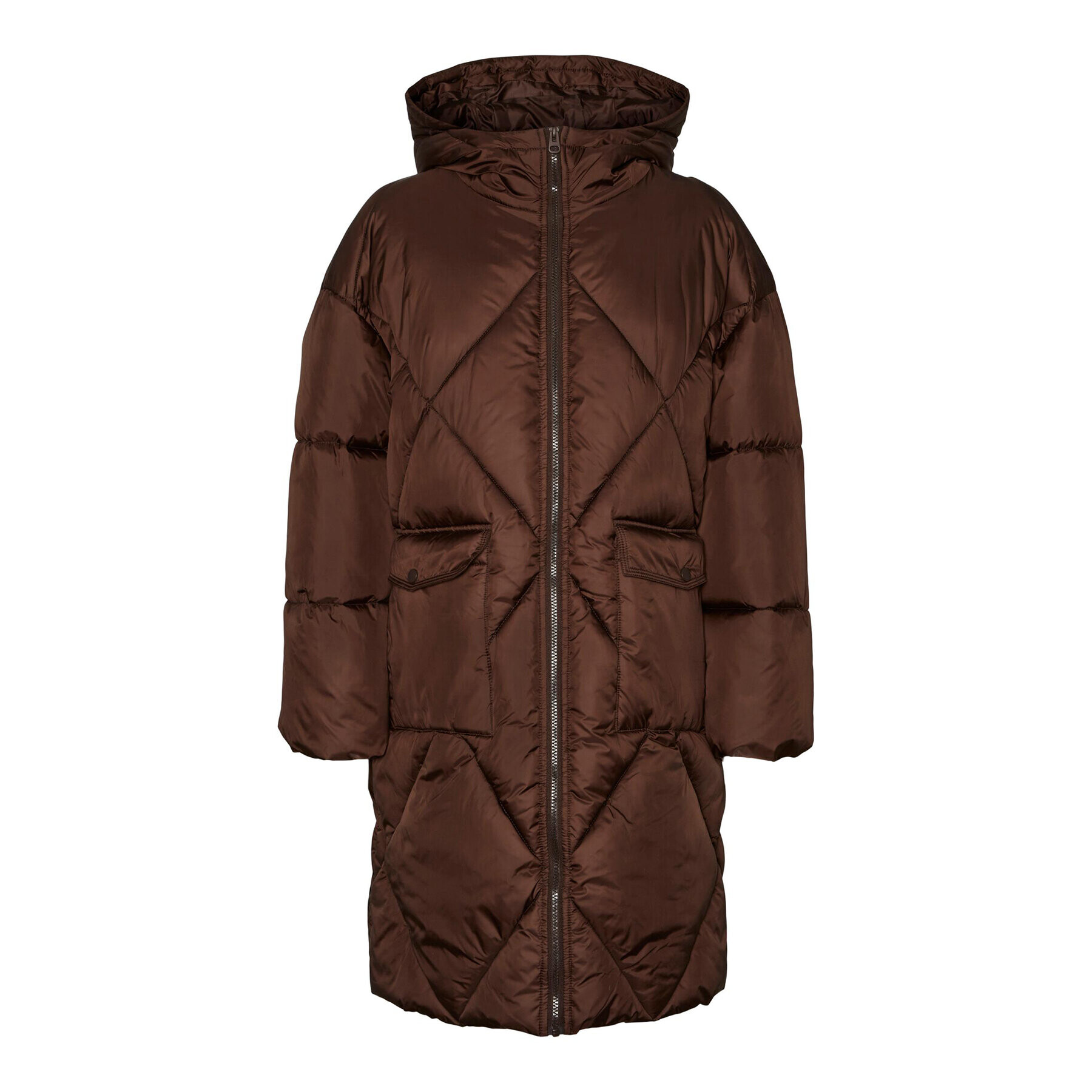 Vero Moda Curve Пухено яке Blake 10279553 Кафяв Regular Fit - Pepit.bg