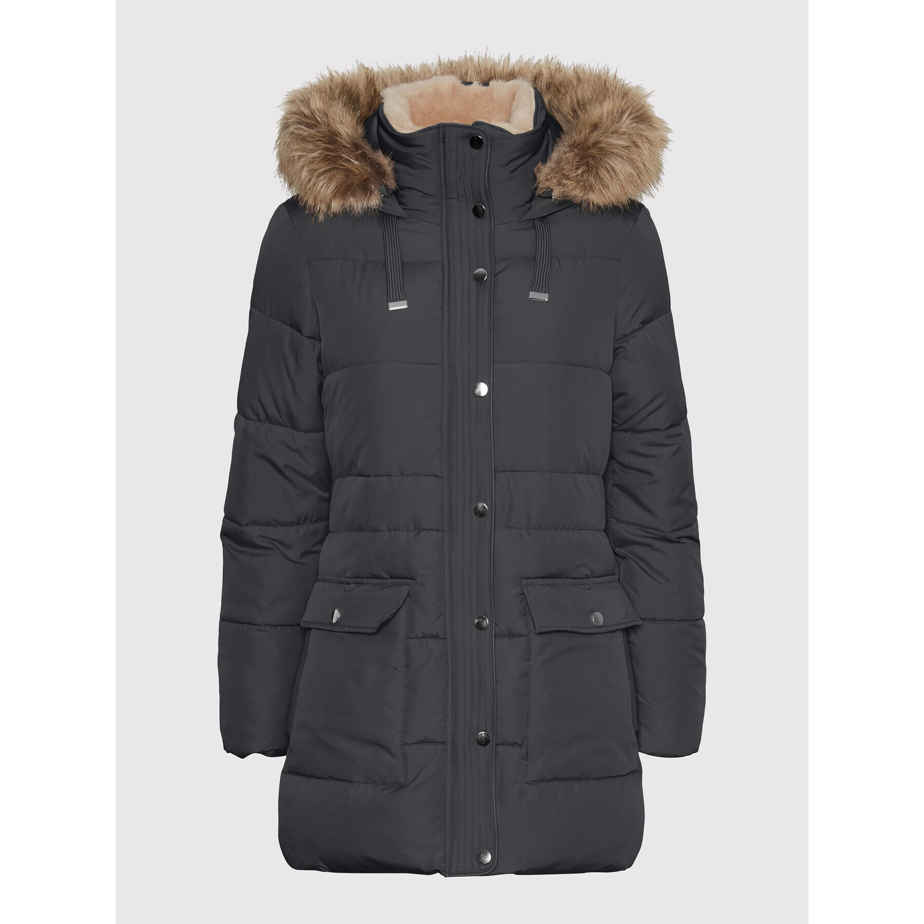 Vero Moda Curve Пухено яке Skylar 10256504 Тъмносин Regular Fit - Pepit.bg