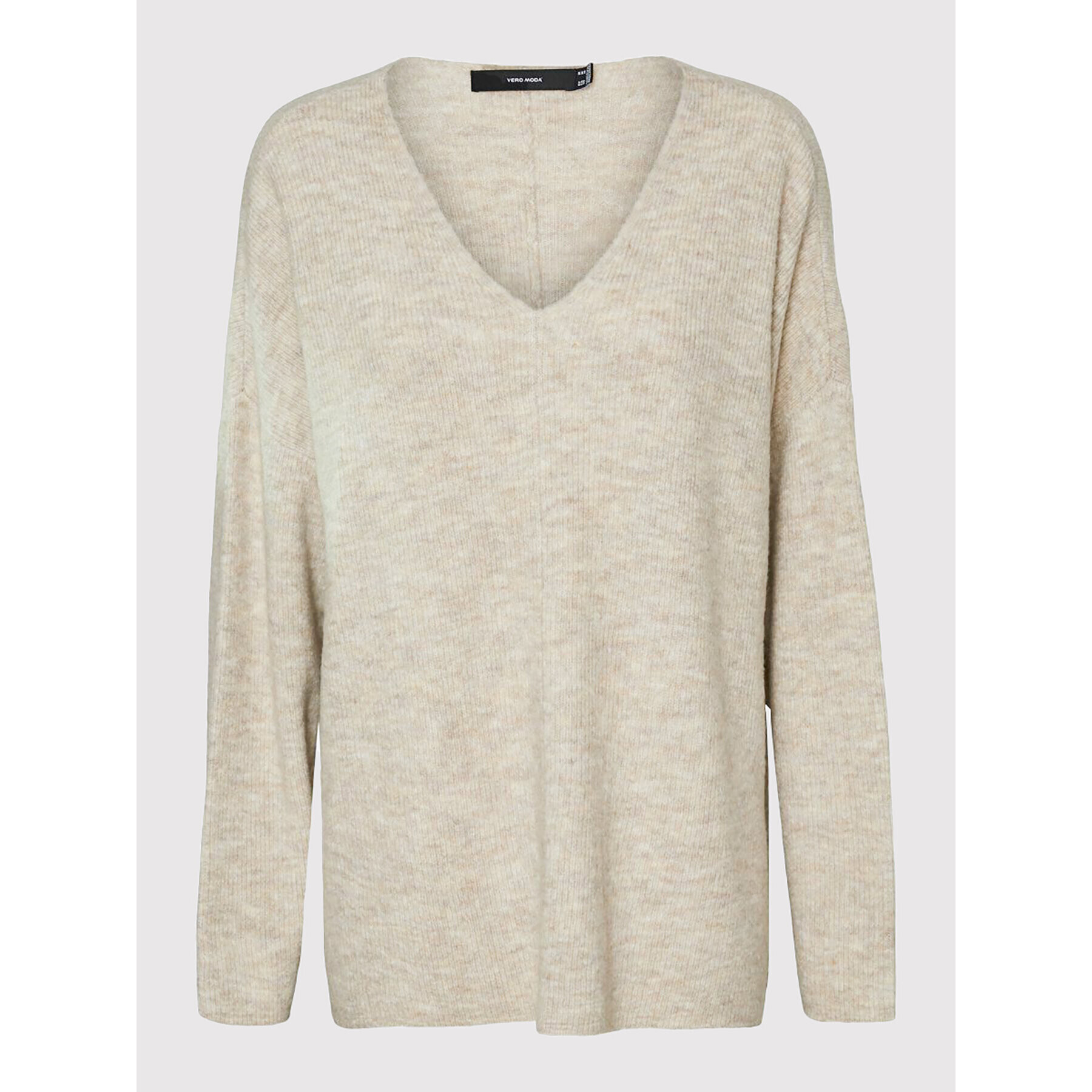 Vero Moda Curve Пуловер Crewlefile 10238344 Бежов Regular Fit - Pepit.bg