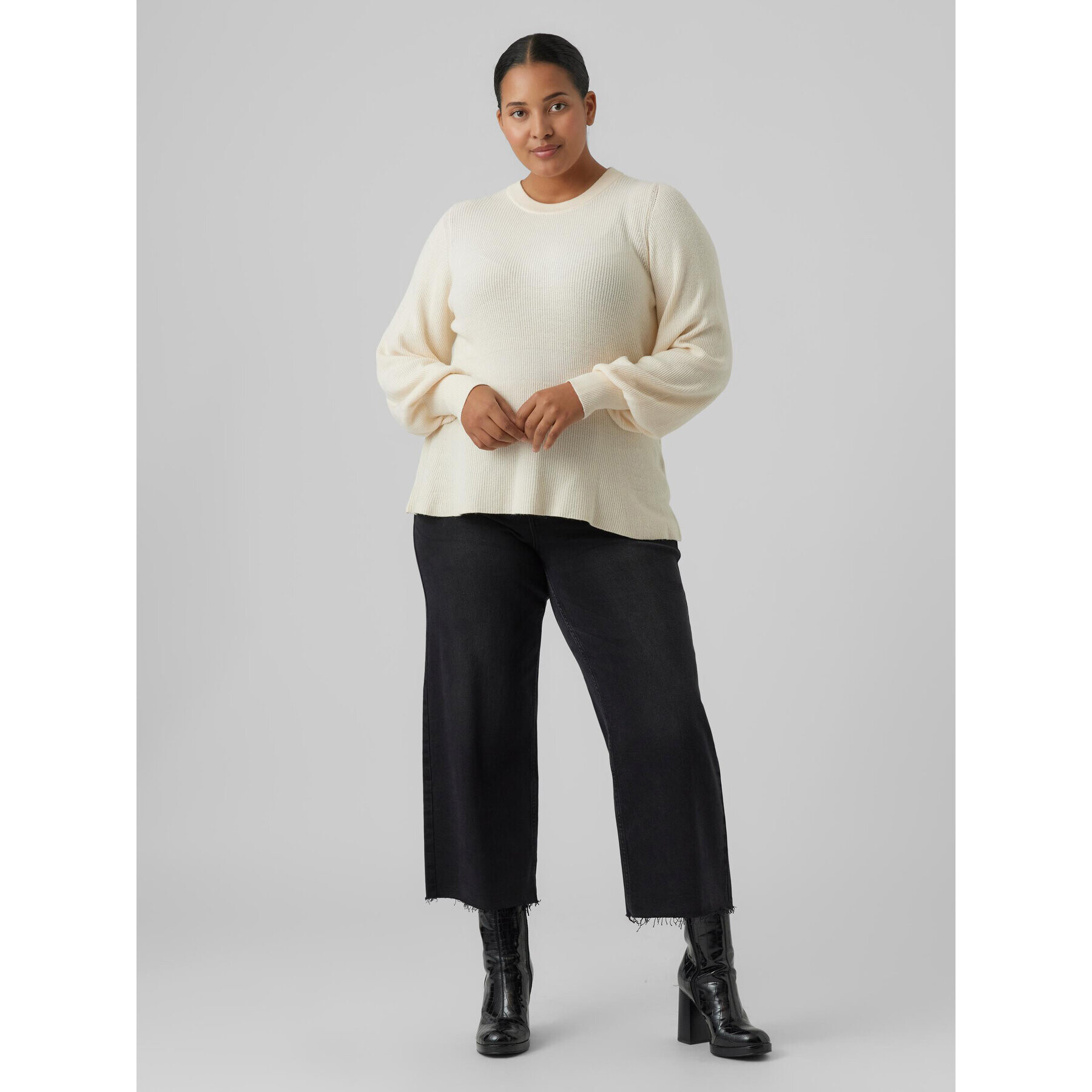 Vero Moda Curve Пуловер Holly 10276871 Екрю Regular Fit - Pepit.bg