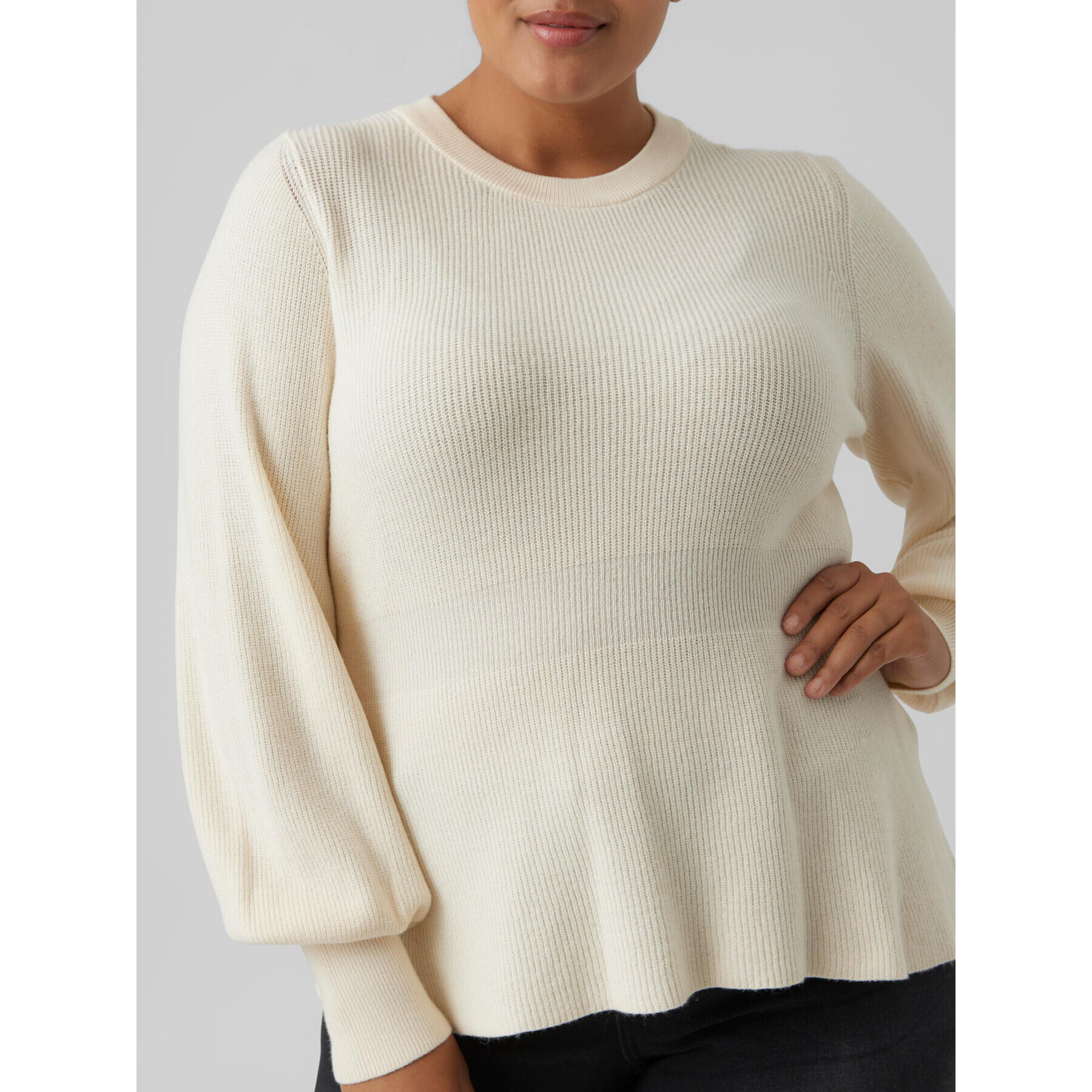 Vero Moda Curve Пуловер Holly 10276871 Екрю Regular Fit - Pepit.bg