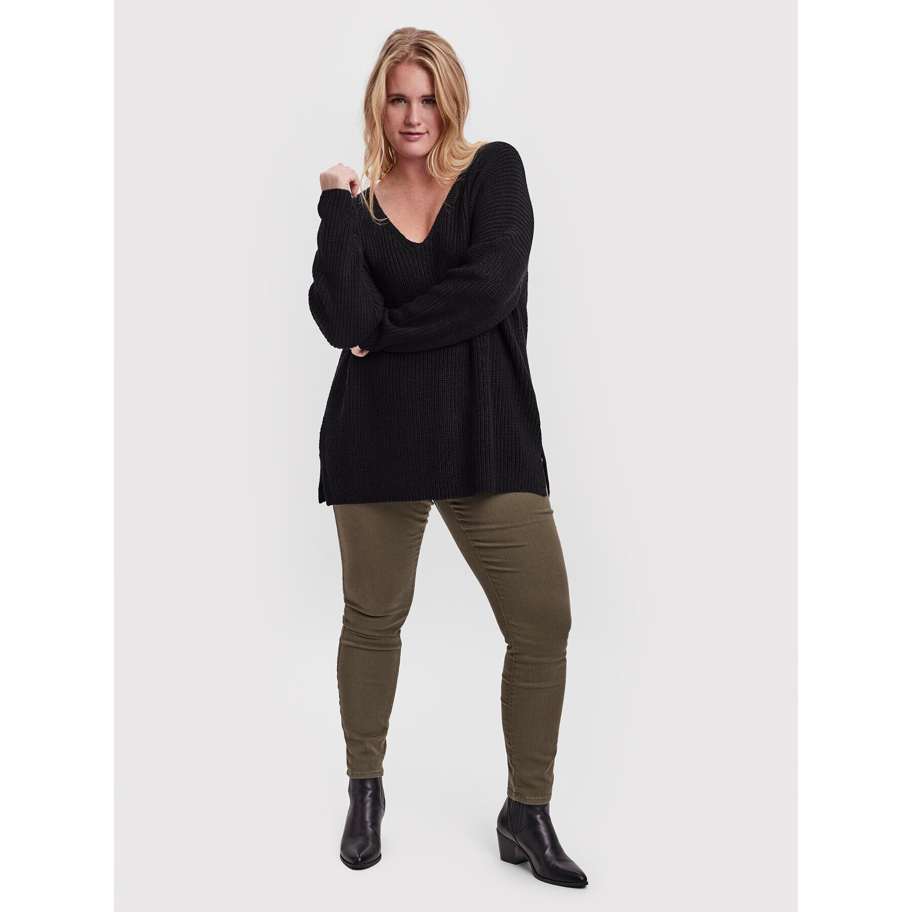 Vero Moda Curve Пуловер Lea 10252754 Черен Regular Fit - Pepit.bg