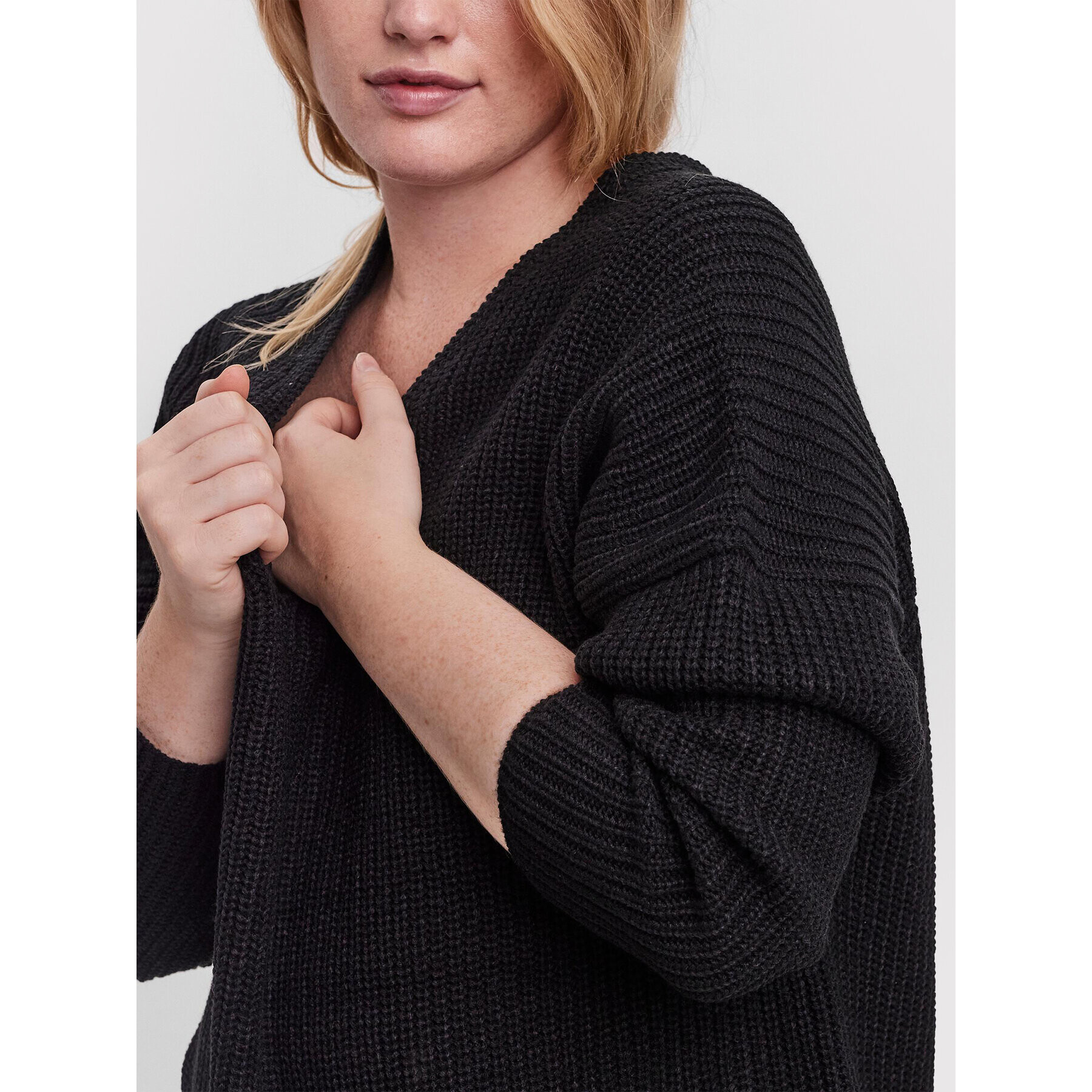 Vero Moda Curve Пуловер Lea 10252754 Черен Regular Fit - Pepit.bg