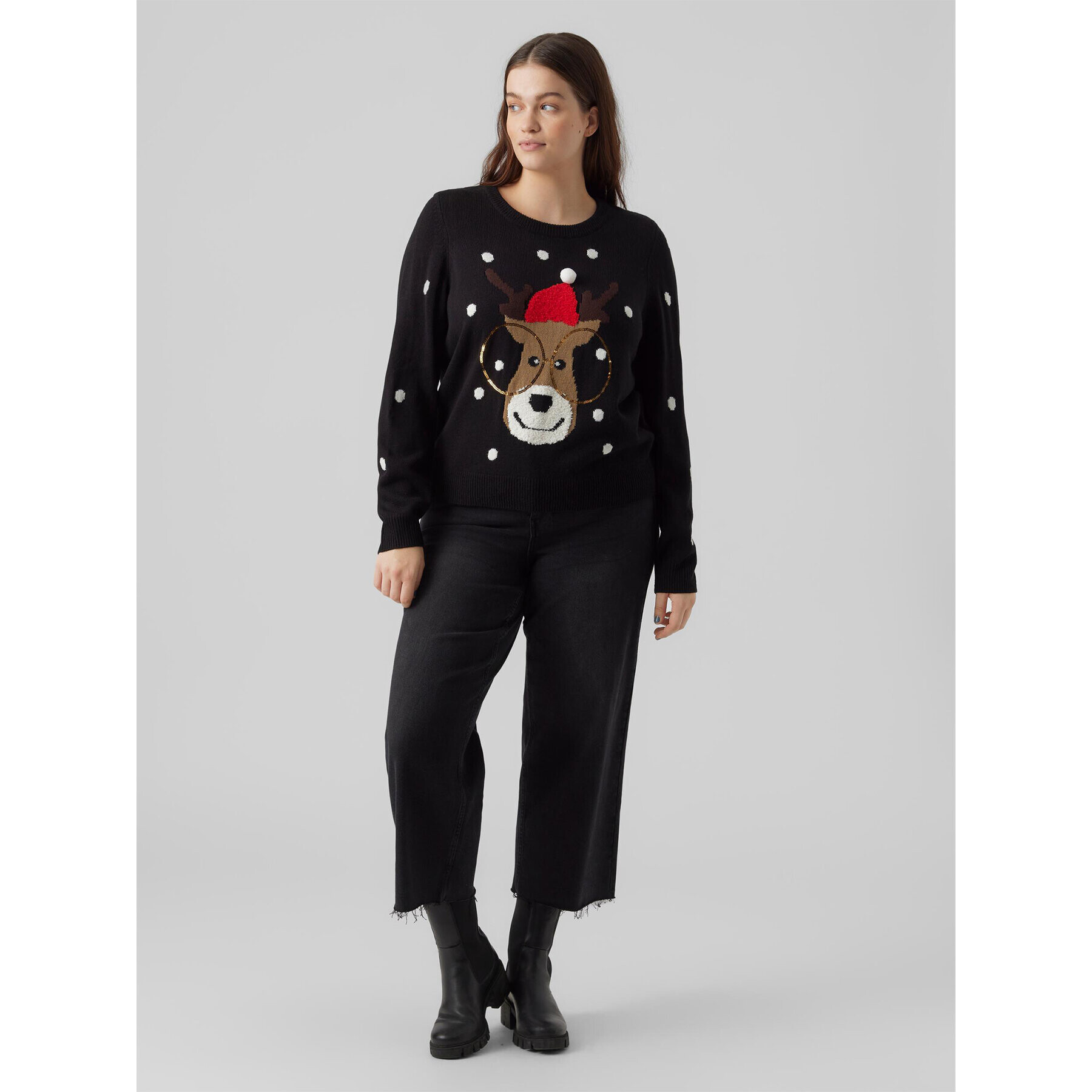 Vero Moda Curve Пуловер Tinsel 10279541 Черен Regular Fit - Pepit.bg