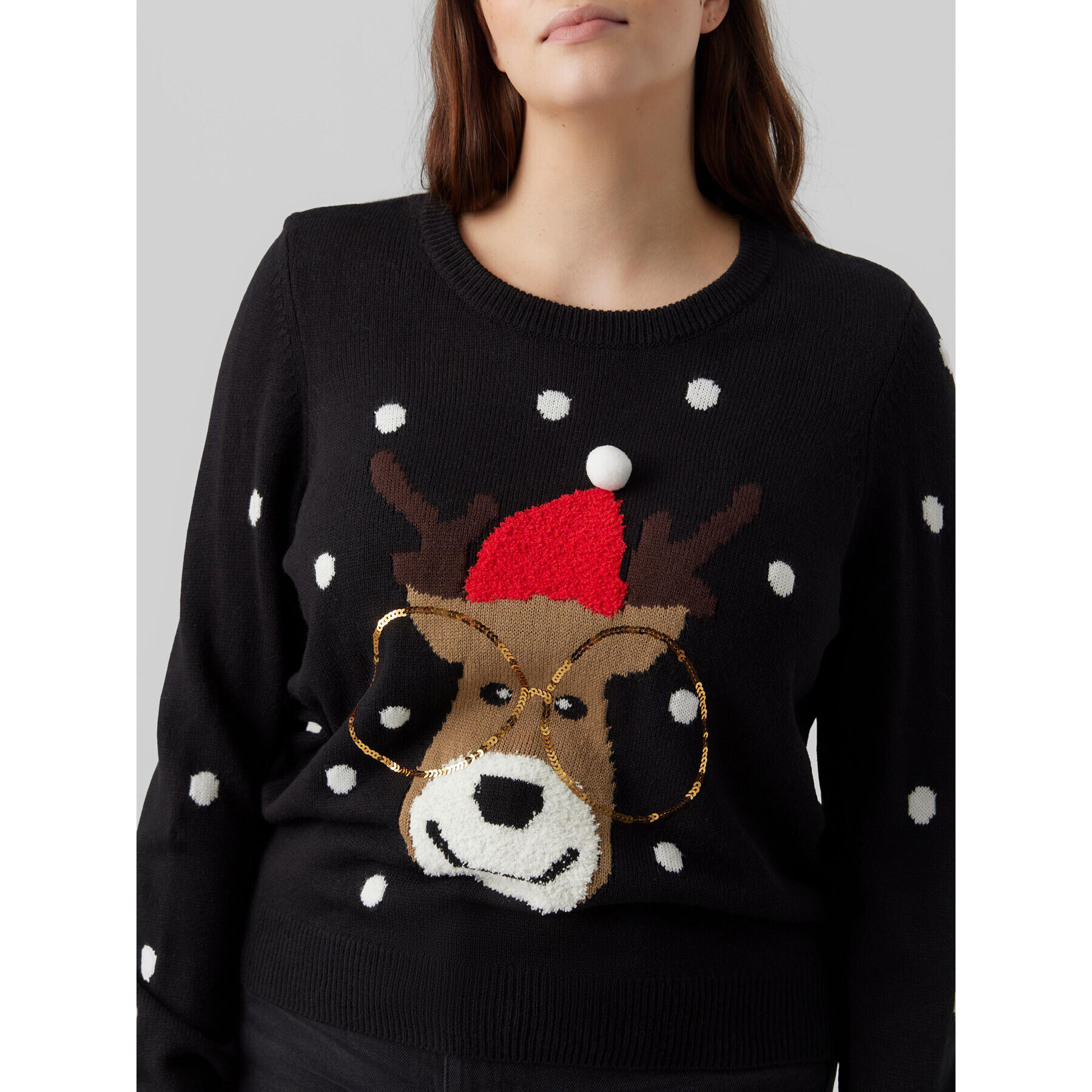 Vero Moda Curve Пуловер Tinsel 10279541 Черен Regular Fit - Pepit.bg
