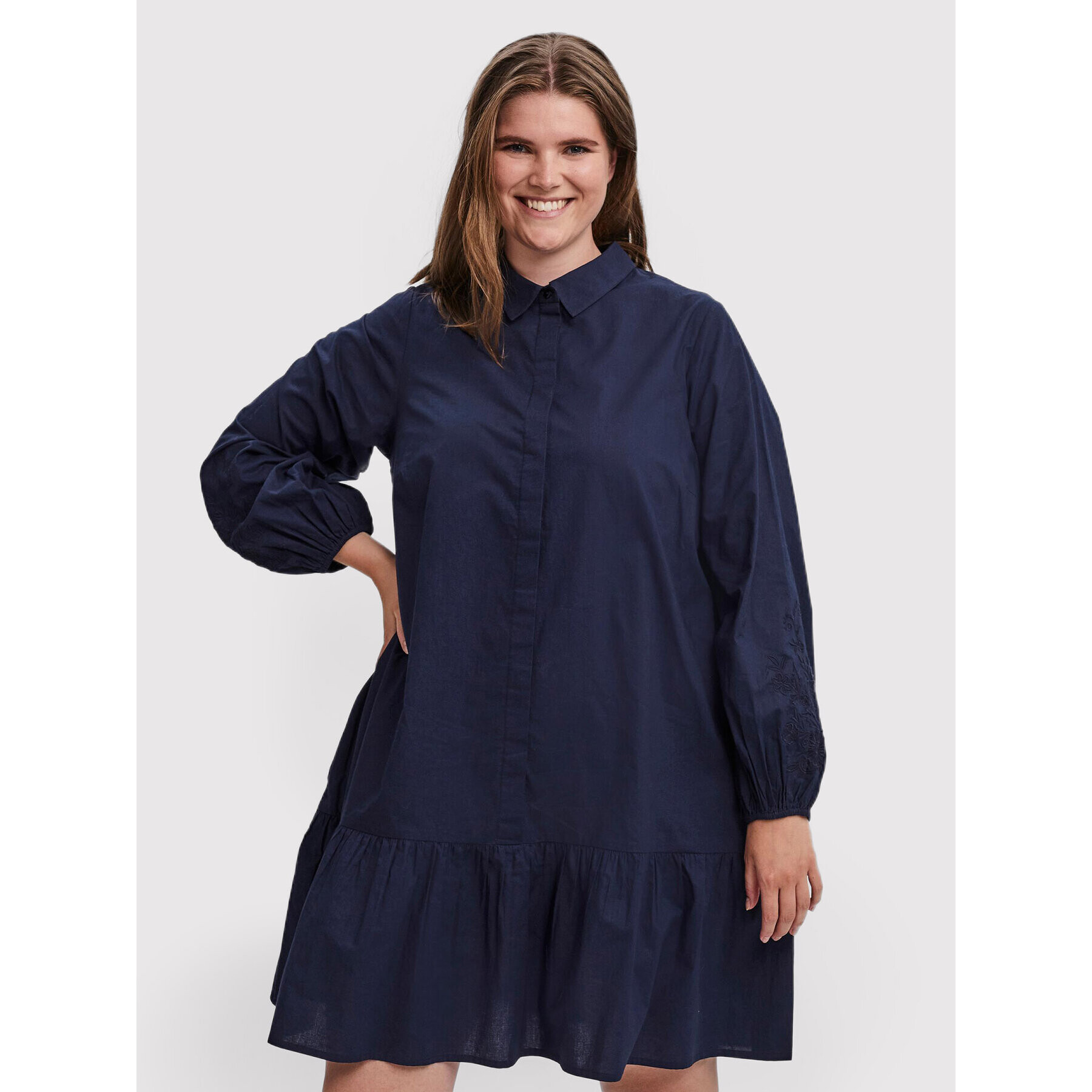 Vero Moda Curve Рокля тип риза Abby 10252780 Тъмносин Regular Fit - Pepit.bg