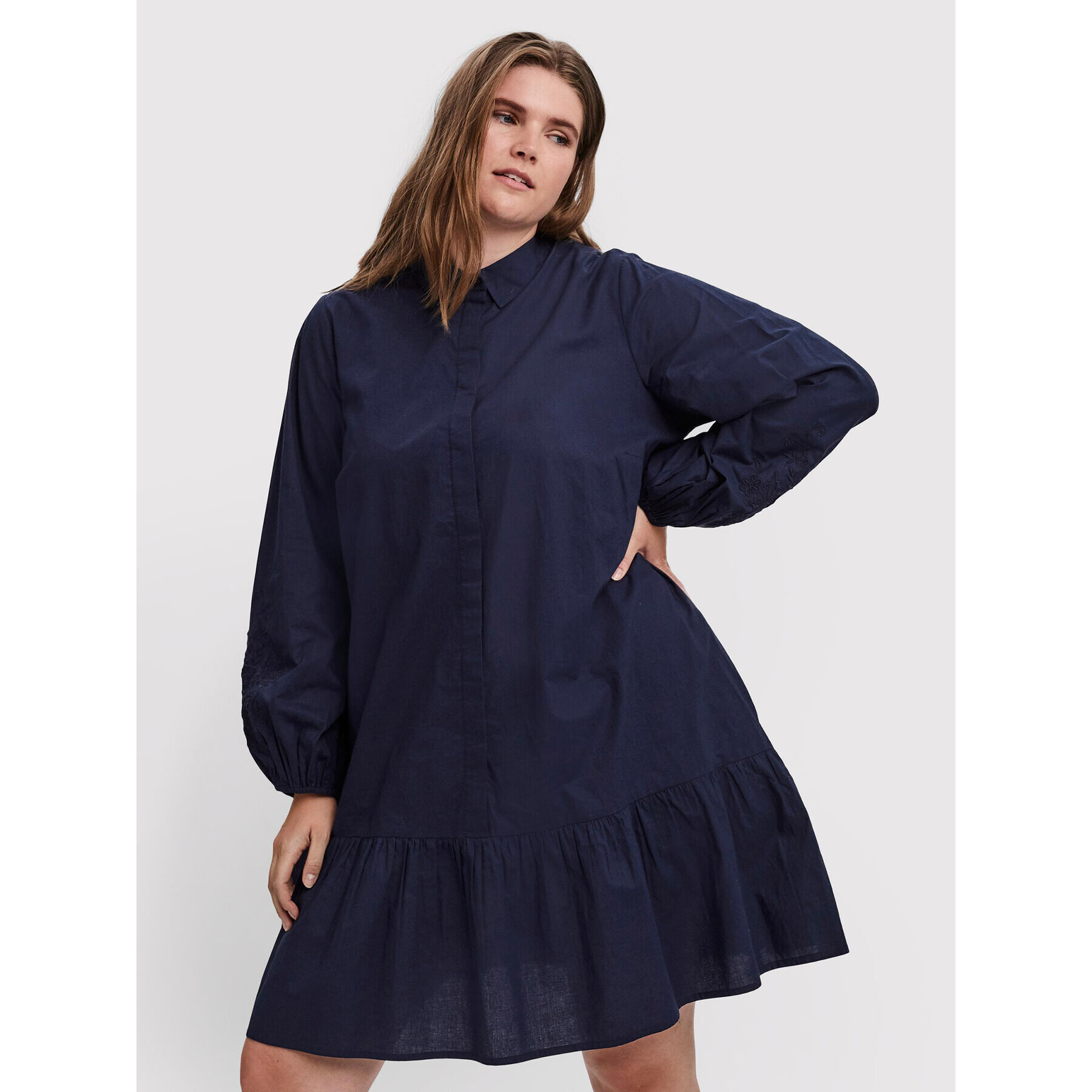 Vero Moda Curve Рокля тип риза Abby 10252780 Тъмносин Regular Fit - Pepit.bg