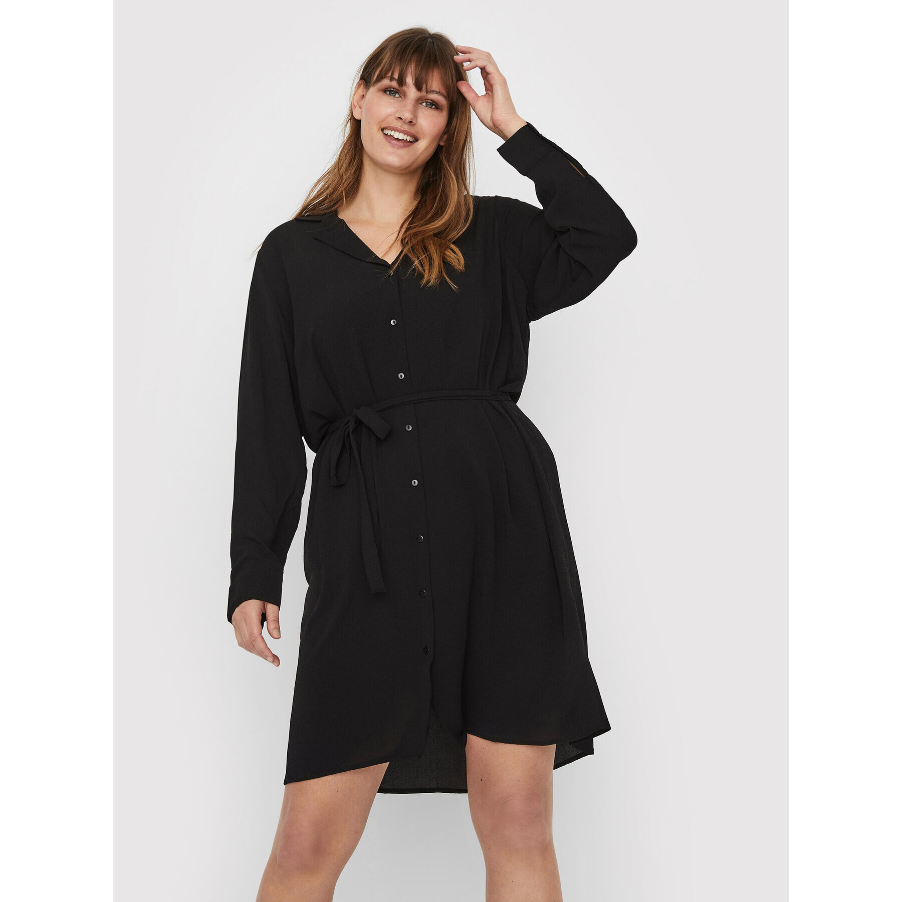 Vero Moda Curve Рокля тип риза Saga 10245512 Черен Regular Fit - Pepit.bg