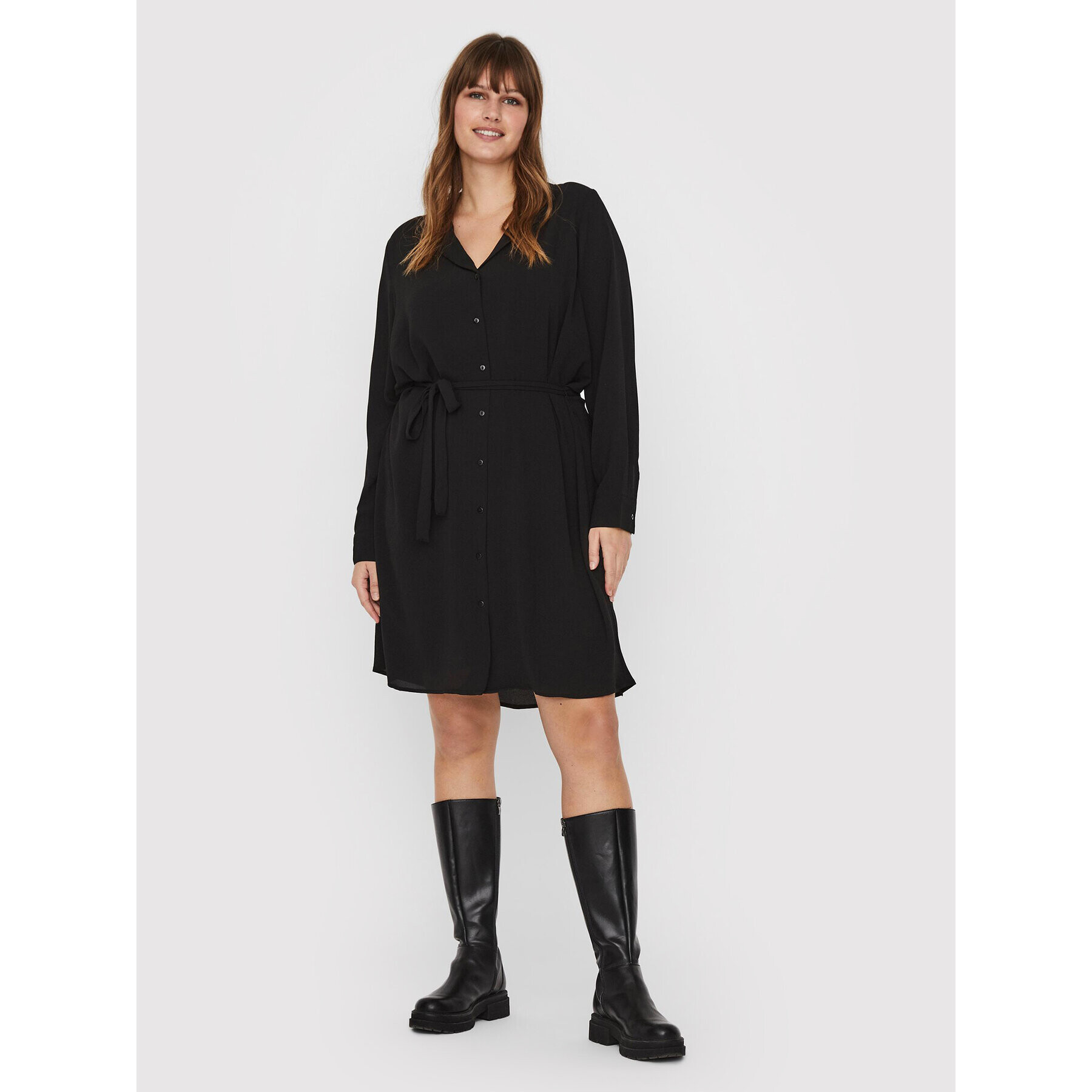 Vero Moda Curve Рокля тип риза Saga 10245512 Черен Regular Fit - Pepit.bg