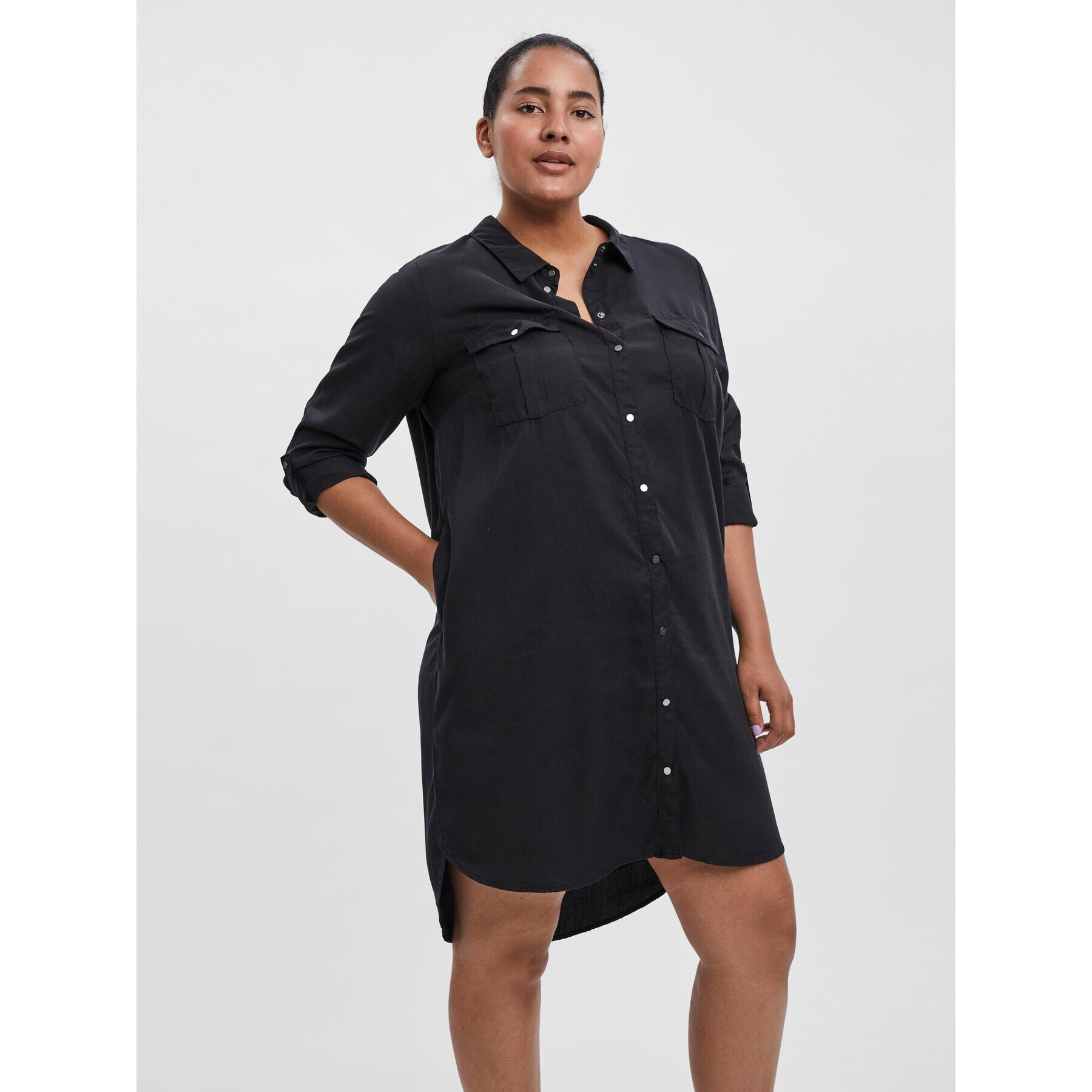 Vero Moda Curve Рокля тип риза Silla 10247728 Черен Regular Fit - Pepit.bg