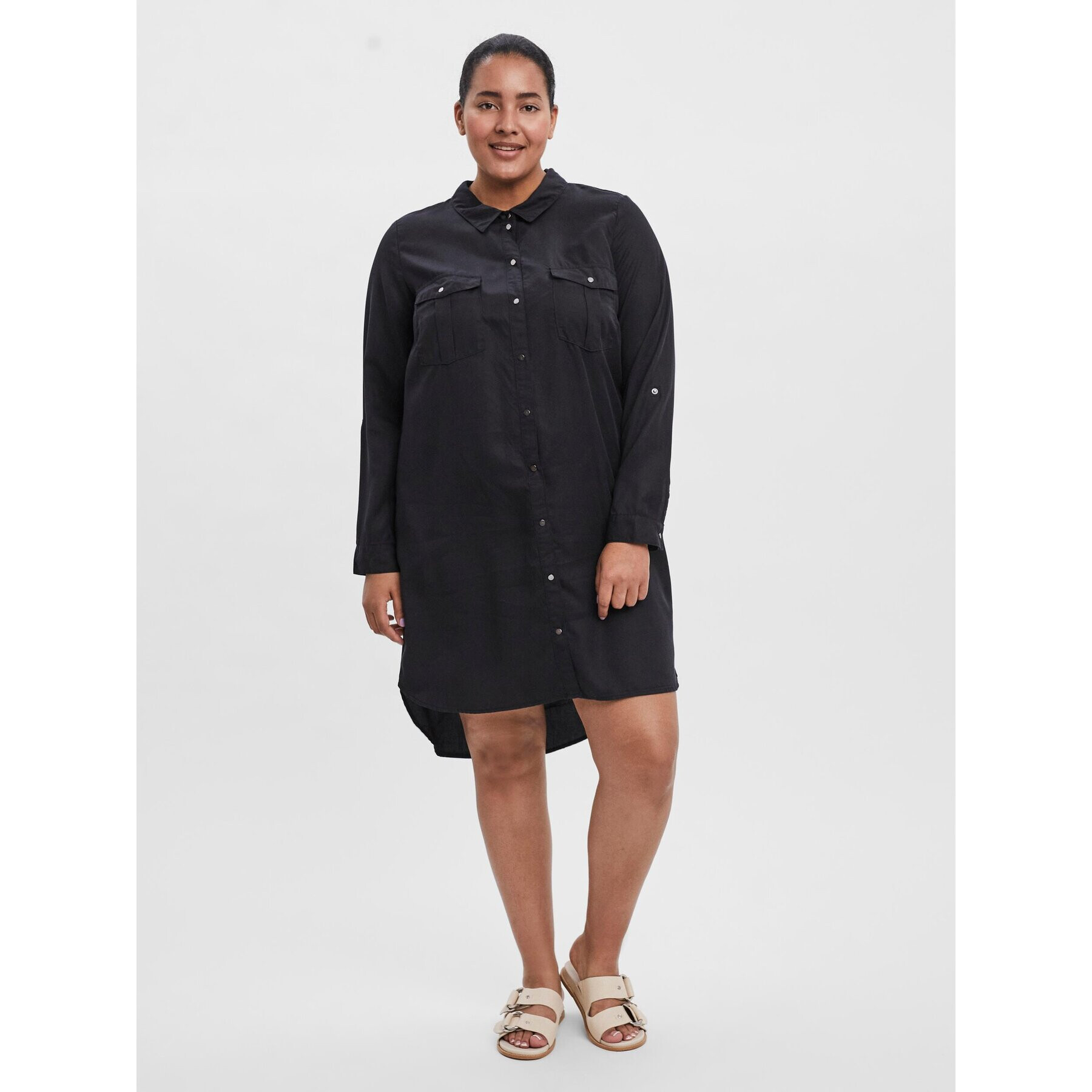 Vero Moda Curve Рокля тип риза Silla 10247728 Черен Regular Fit - Pepit.bg