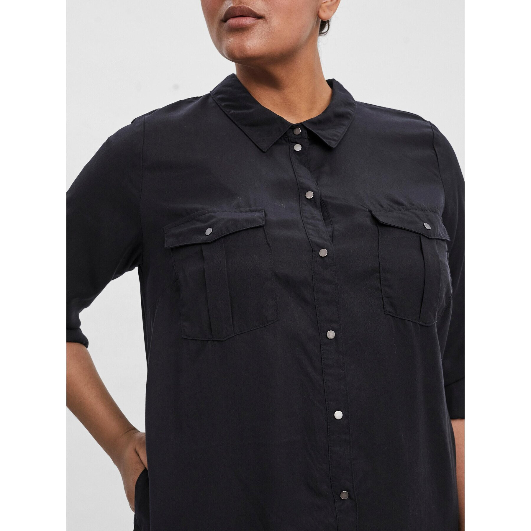 Vero Moda Curve Рокля тип риза Silla 10247728 Черен Regular Fit - Pepit.bg