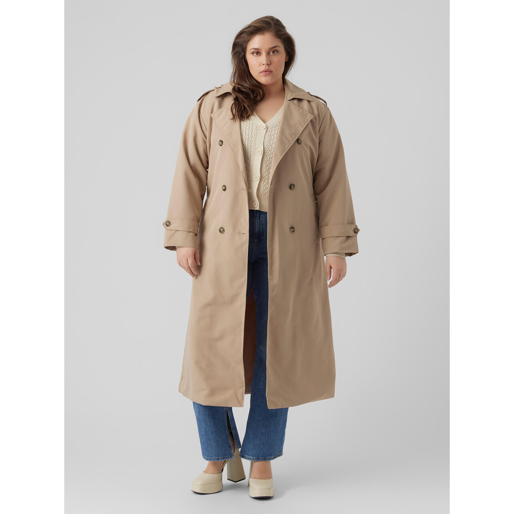 Vero Moda Curve Тренч 10287234 Кафяв Regular Fit - Pepit.bg