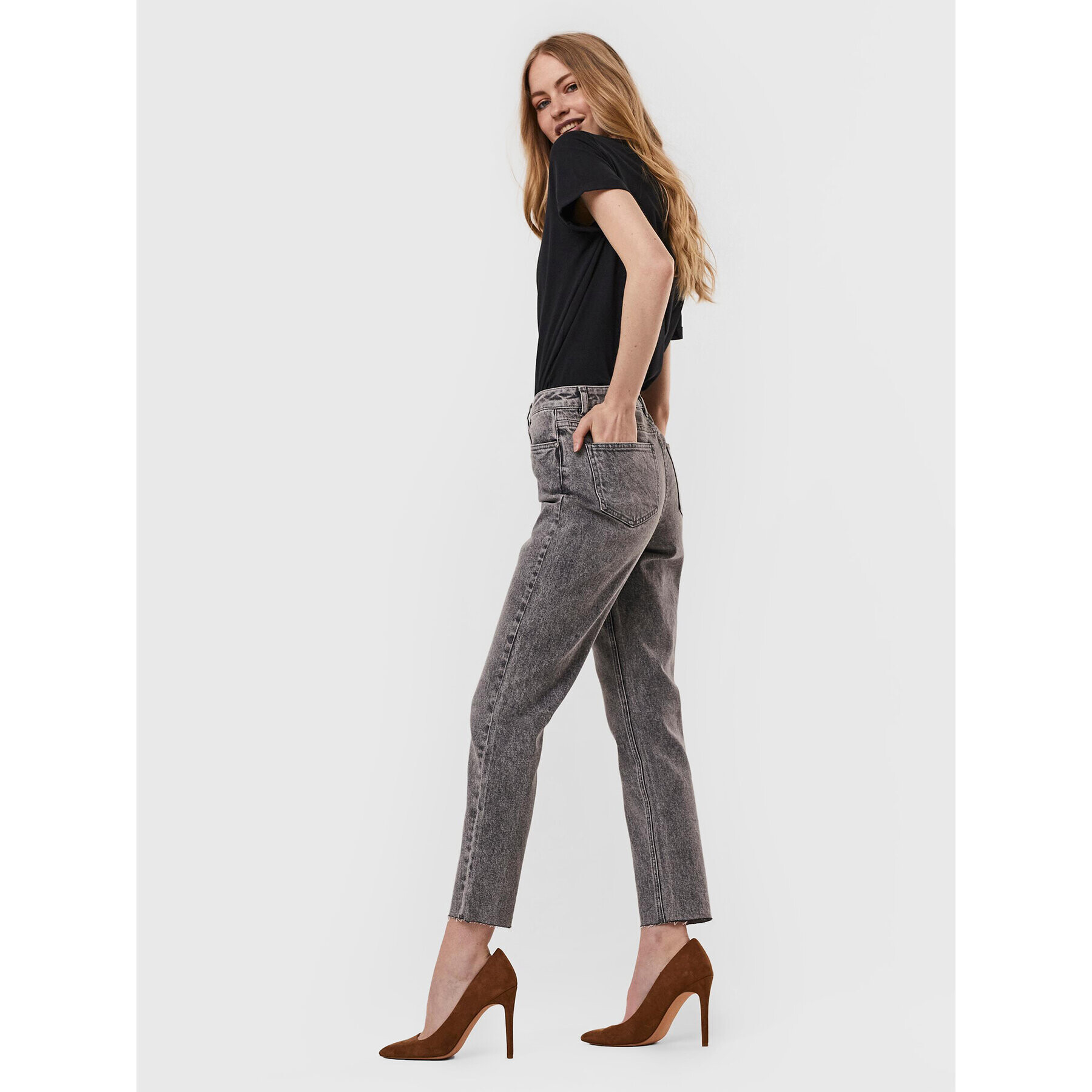 Vero Moda Дънки Brenda 10255467 Сив Slim Fit - Pepit.bg