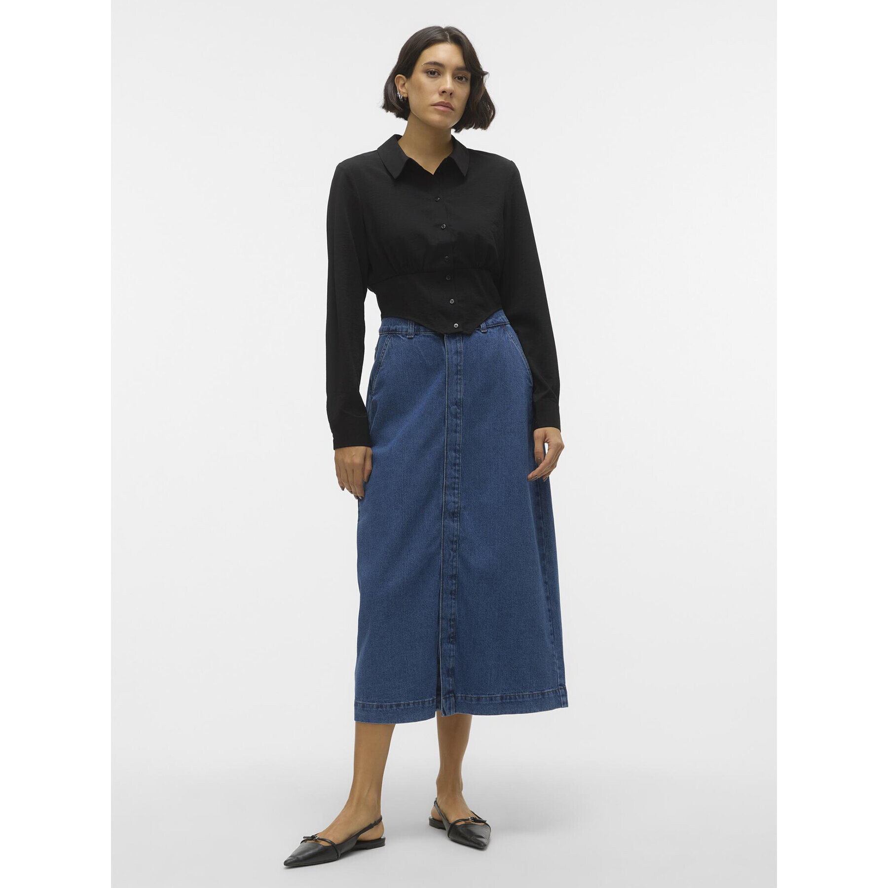 Vero Moda Дънкова пола 10302007 Син Regular Fit - Pepit.bg