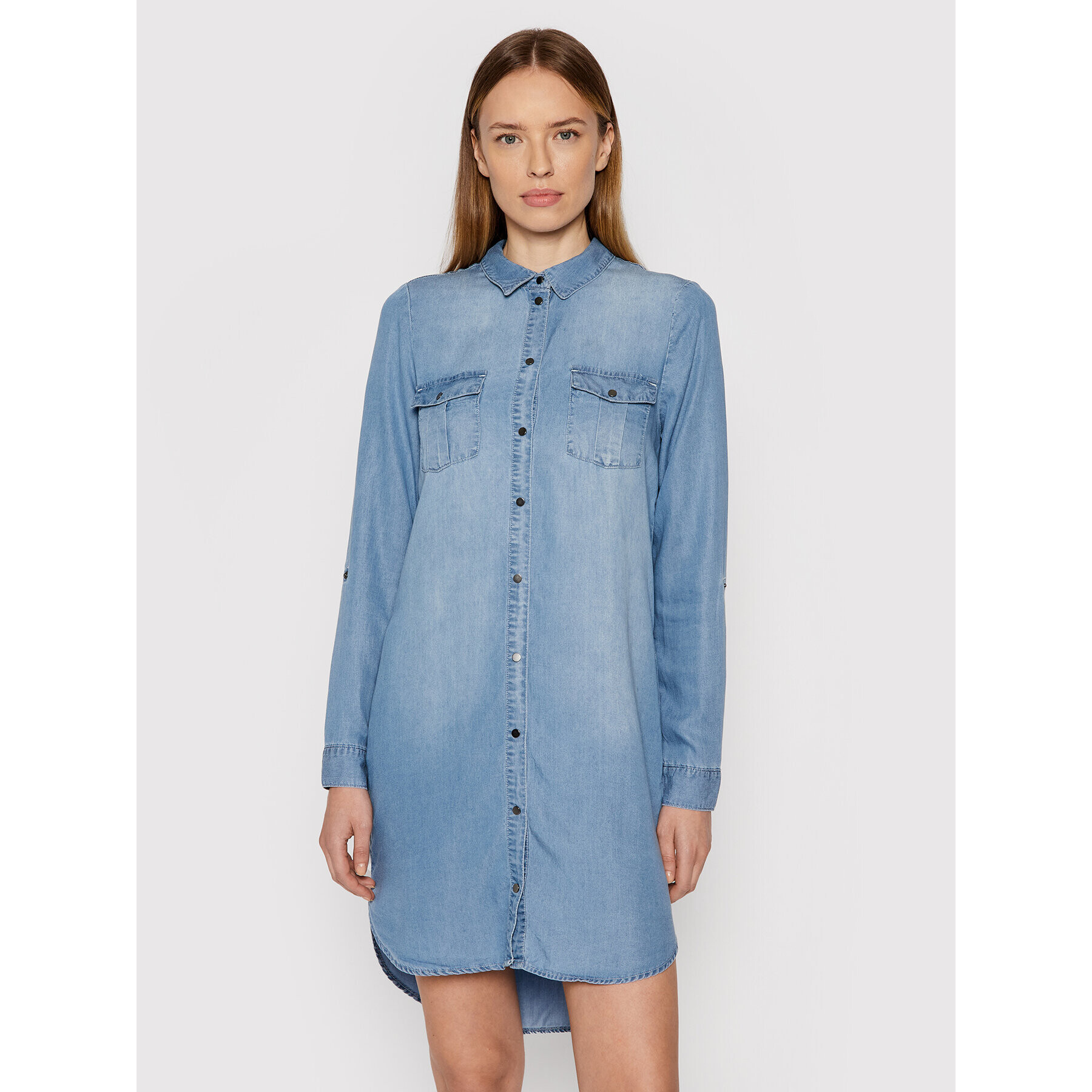 Vero Moda Дънкова рокля Silla 10184172 Син Regular Fit - Pepit.bg