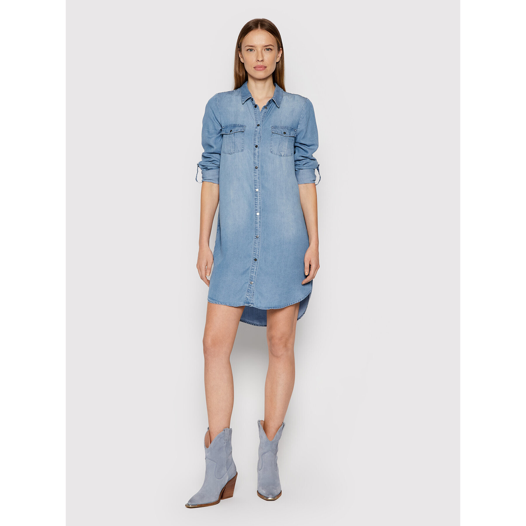 Vero Moda Дънкова рокля Silla 10184172 Син Regular Fit - Pepit.bg