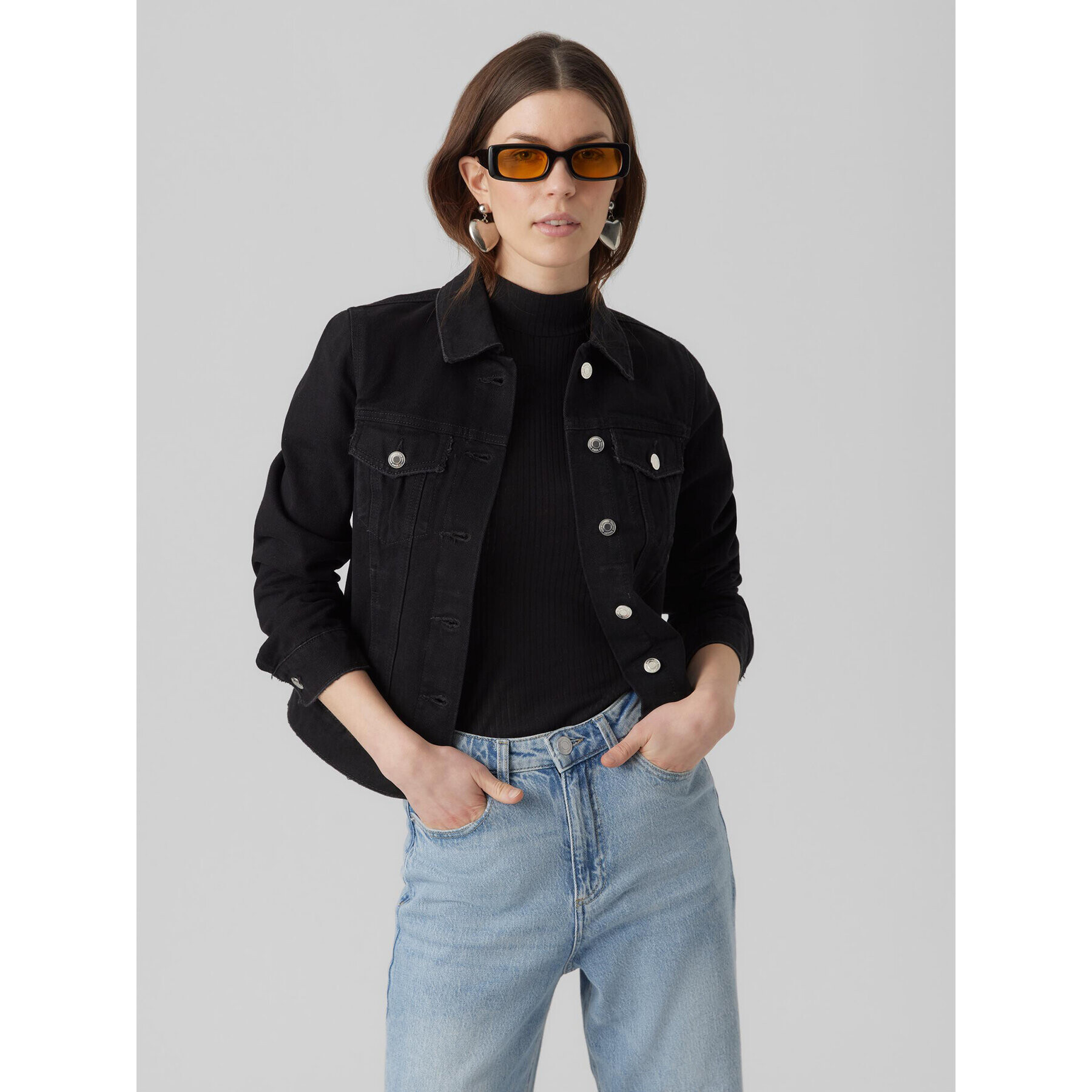 Vero Moda Дънково яке Zorica 10279789 Черен Regular Fit - Pepit.bg