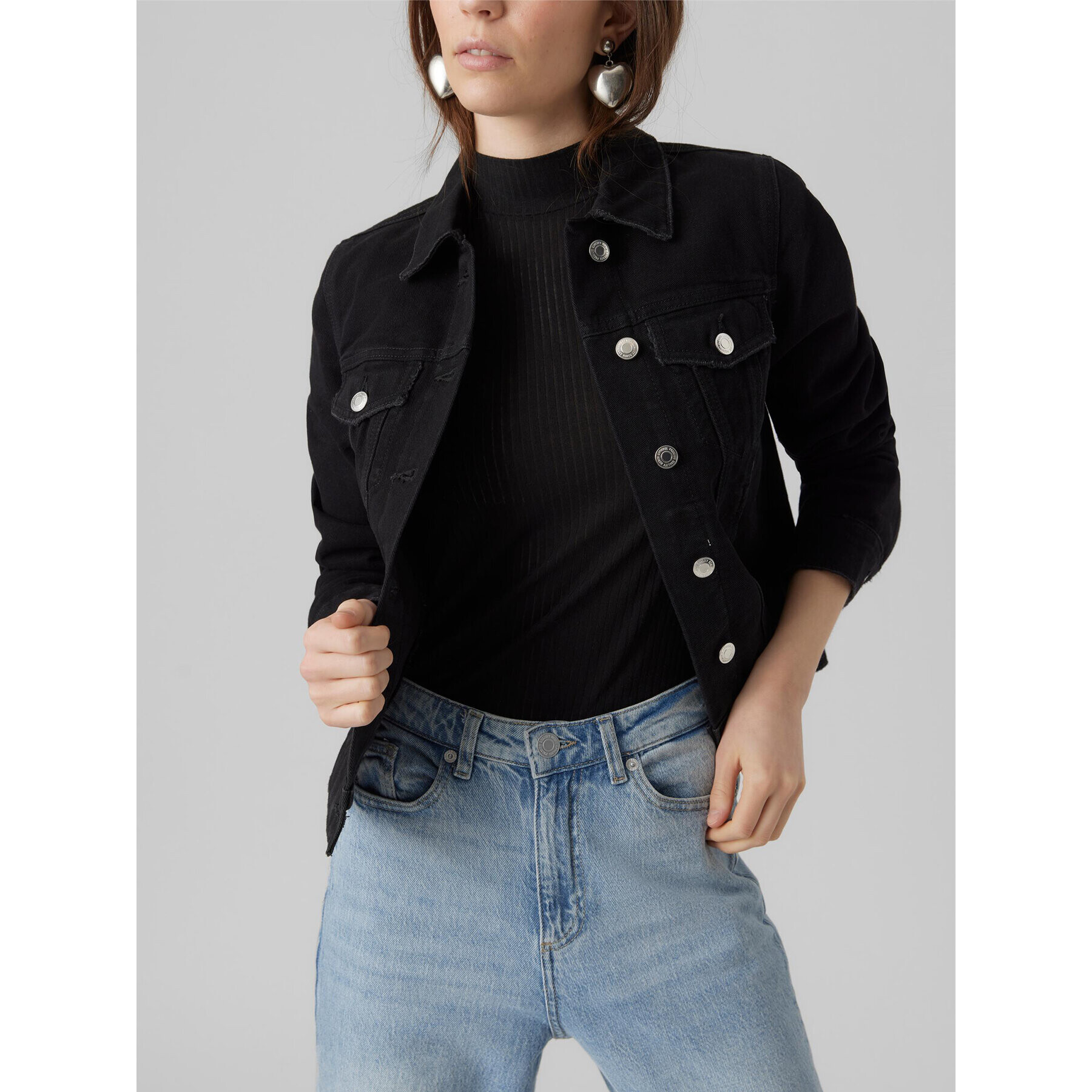 Vero Moda Дънково яке Zorica 10279789 Черен Regular Fit - Pepit.bg