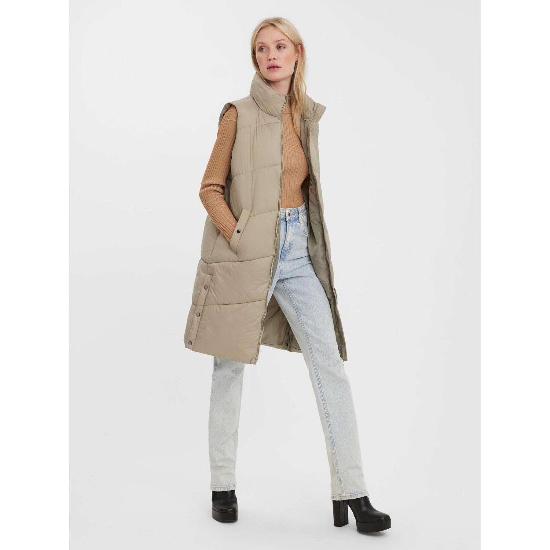 Vero Moda Елек Uppsala 10273950 Сив Regular Fit - Pepit.bg
