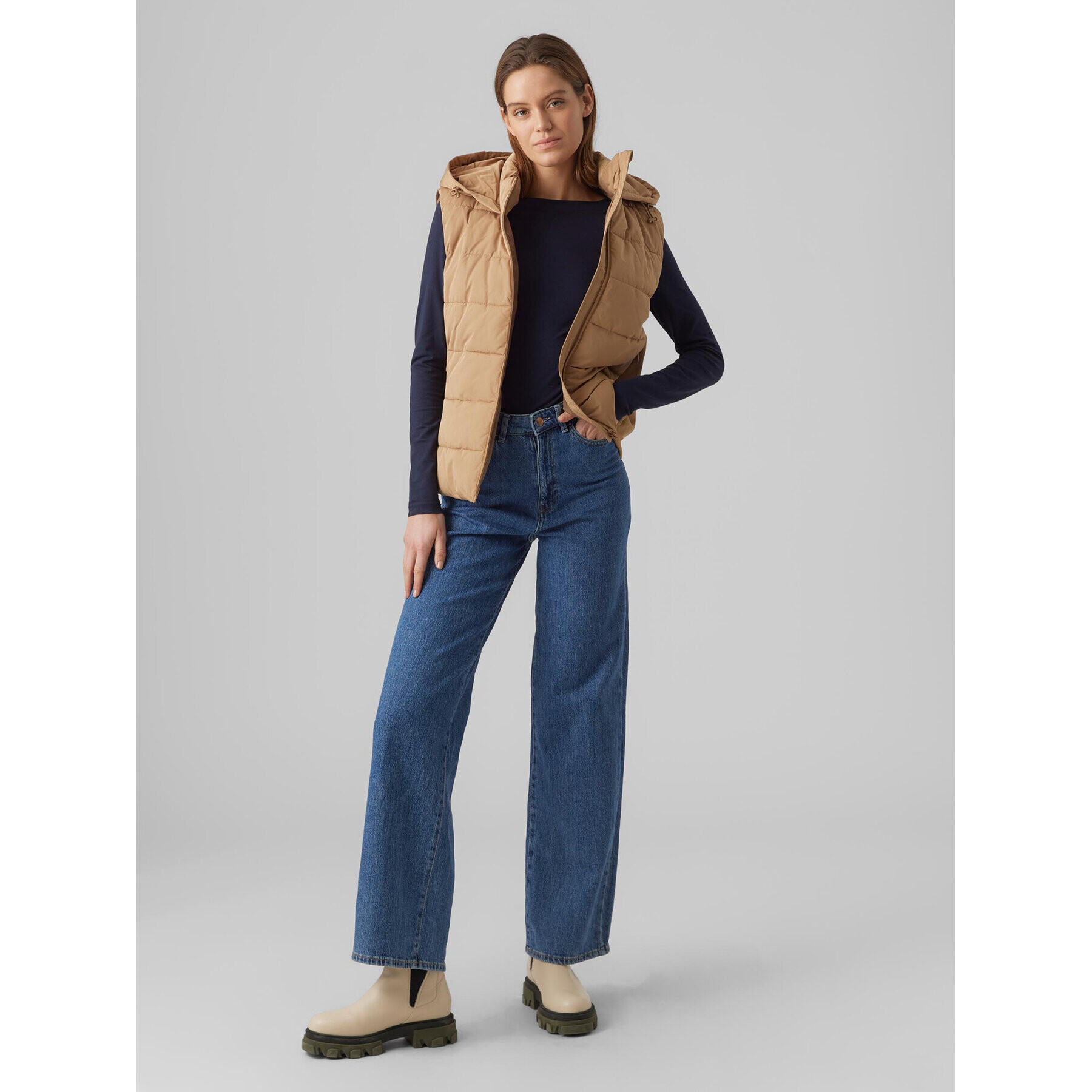 Vero Moda Елек 10289835 Кафяв Regular Fit - Pepit.bg