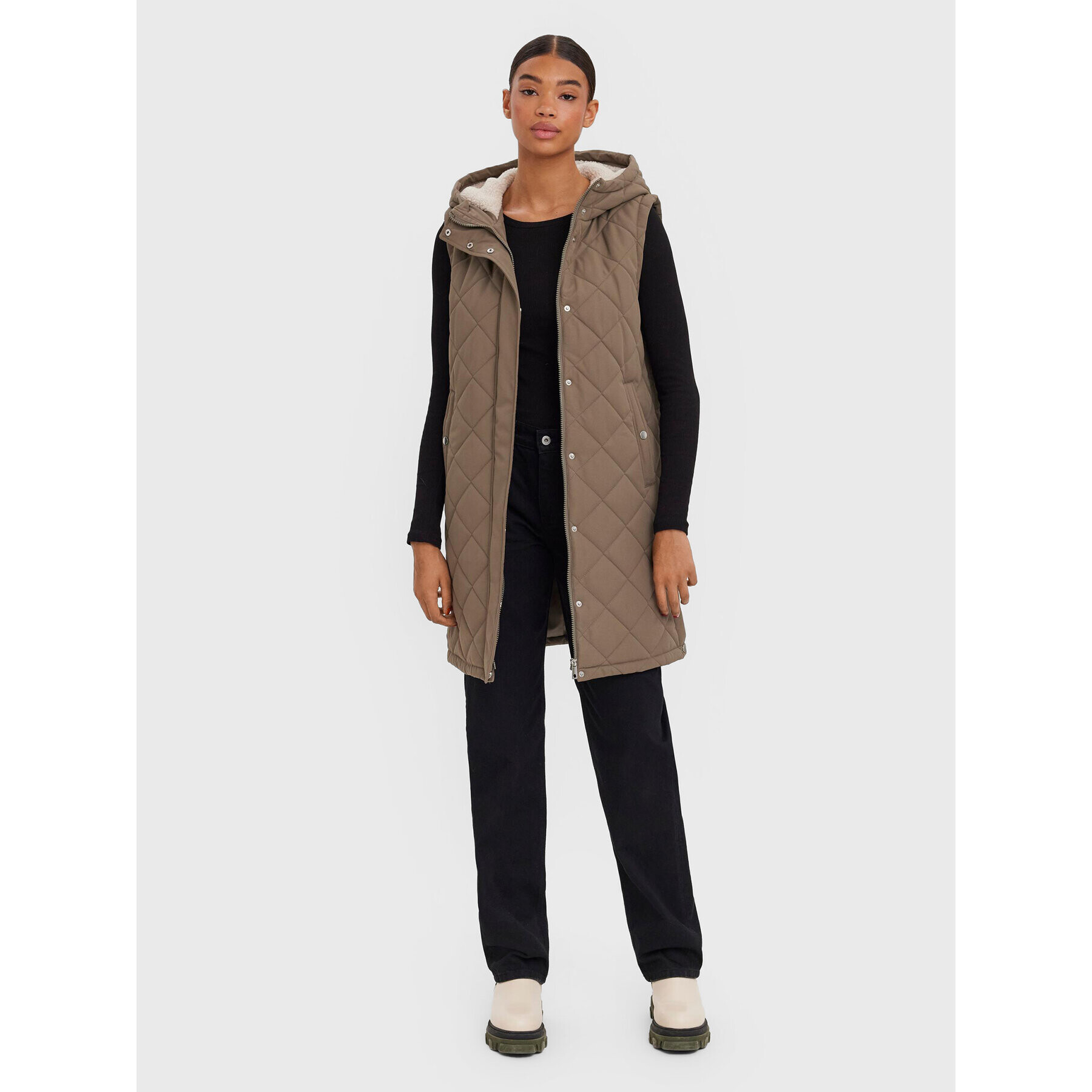Vero Moda Елек Louiseteddy 10273954 Кафяв Regular Fit - Pepit.bg