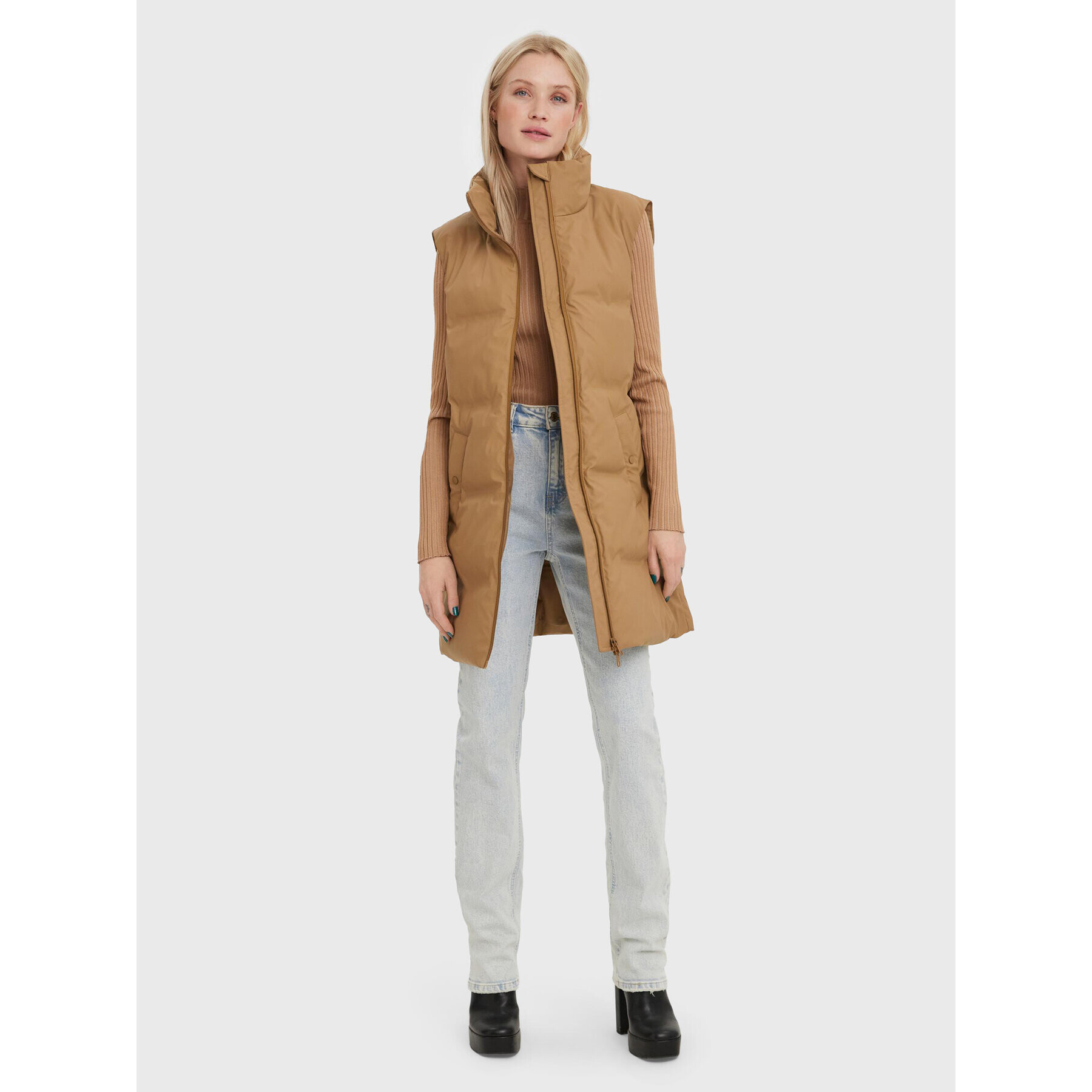 Vero Moda Елек Noe 10267107 Кафяв Regular Fit - Pepit.bg