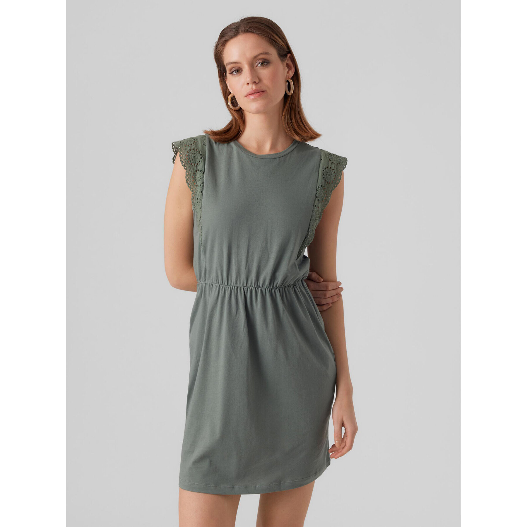 Vero Moda Ежедневна рокля Hollyn 10265206 Зелен Regular Fit - Pepit.bg