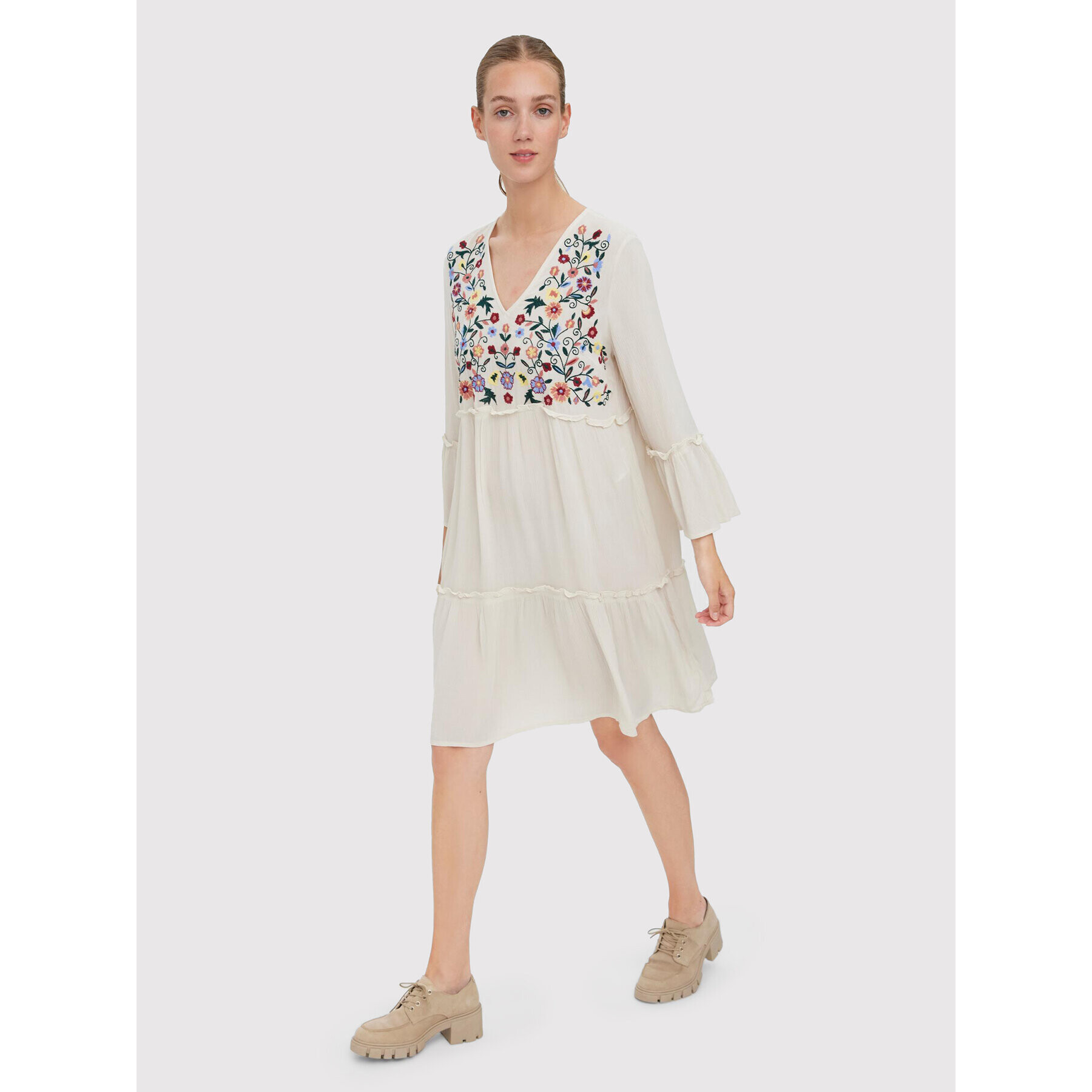 Vero Moda Ежедневна рокля Gina 10277321 Бежов Regular Fit - Pepit.bg