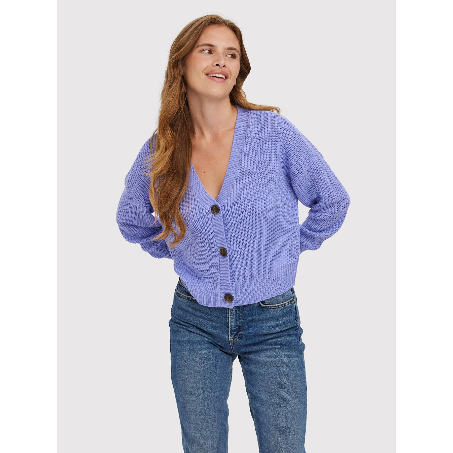 Vero Moda Кардиган Lea 10273853 Виолетов Relaxed Fit - Pepit.bg