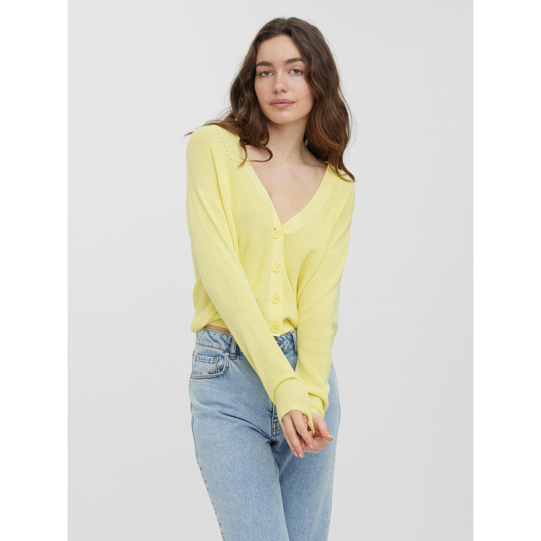 Vero Moda Кардиган New Lex Sun 10261276 Жълт Regular Fit - Pepit.bg