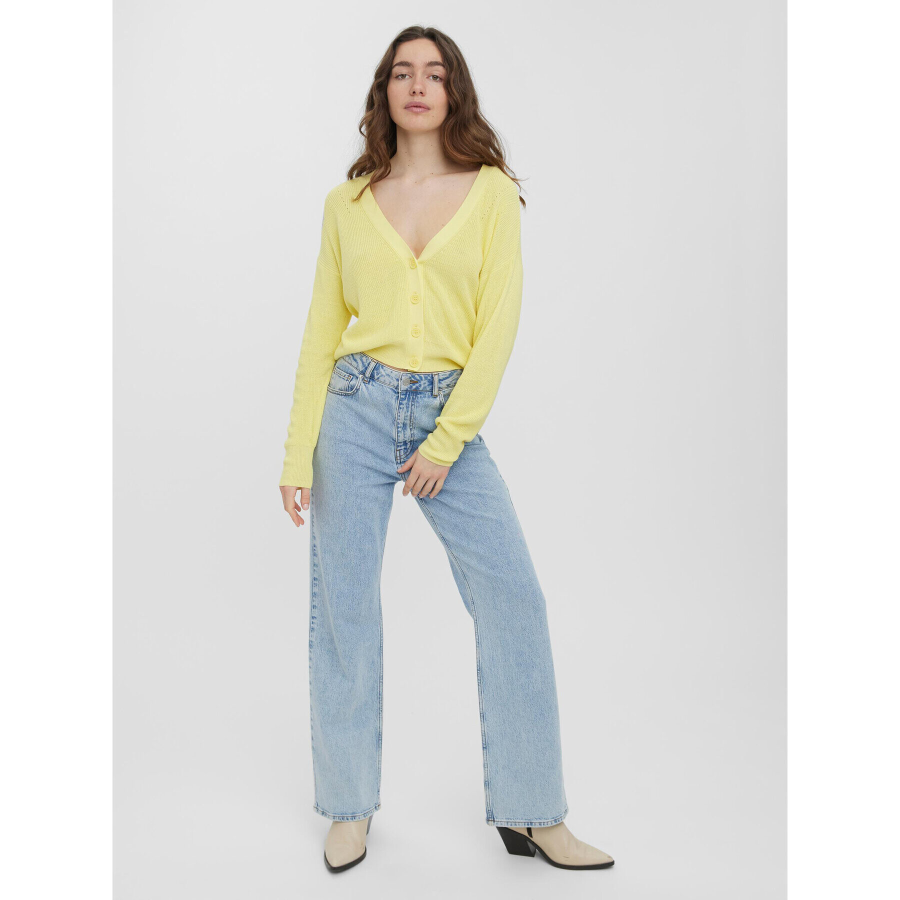 Vero Moda Кардиган New Lex Sun 10261276 Жълт Regular Fit - Pepit.bg
