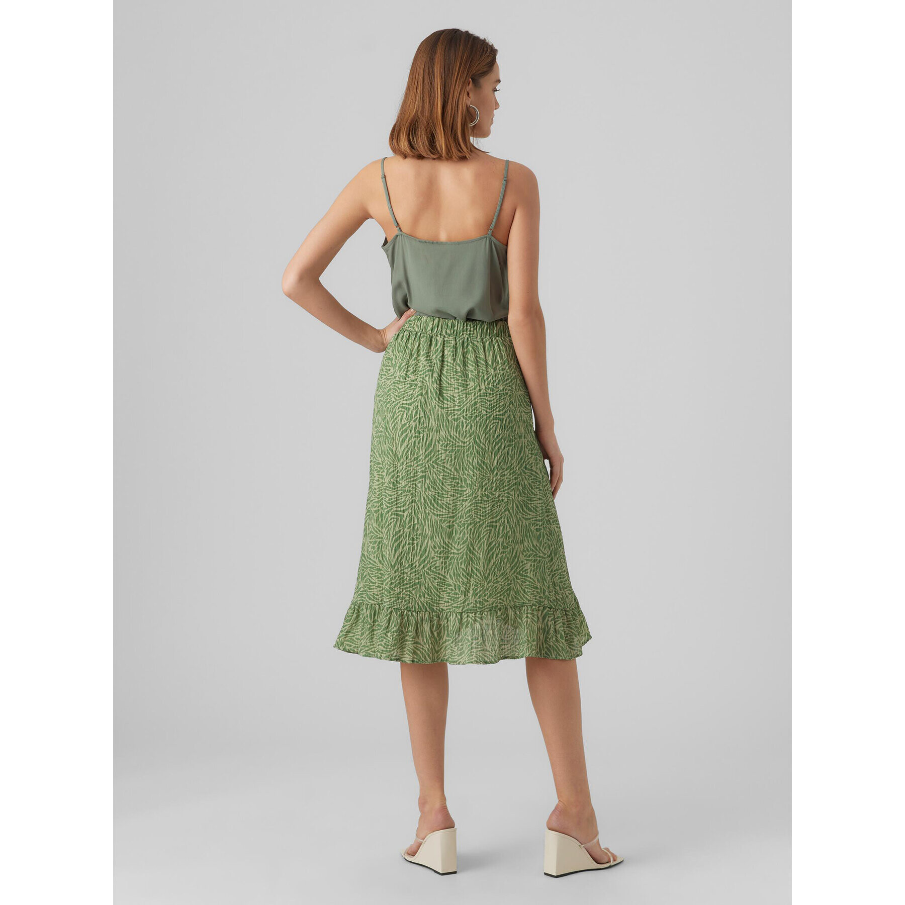 Vero Moda Миди пола Sara 10282448 Зелен Regular Fit - Pepit.bg