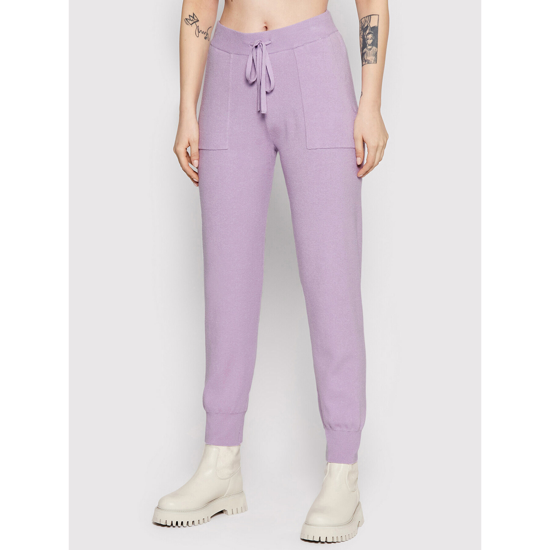 Vero Moda Плетени панталони Nancy 10260593 Виолетов Regular Fit - Pepit.bg