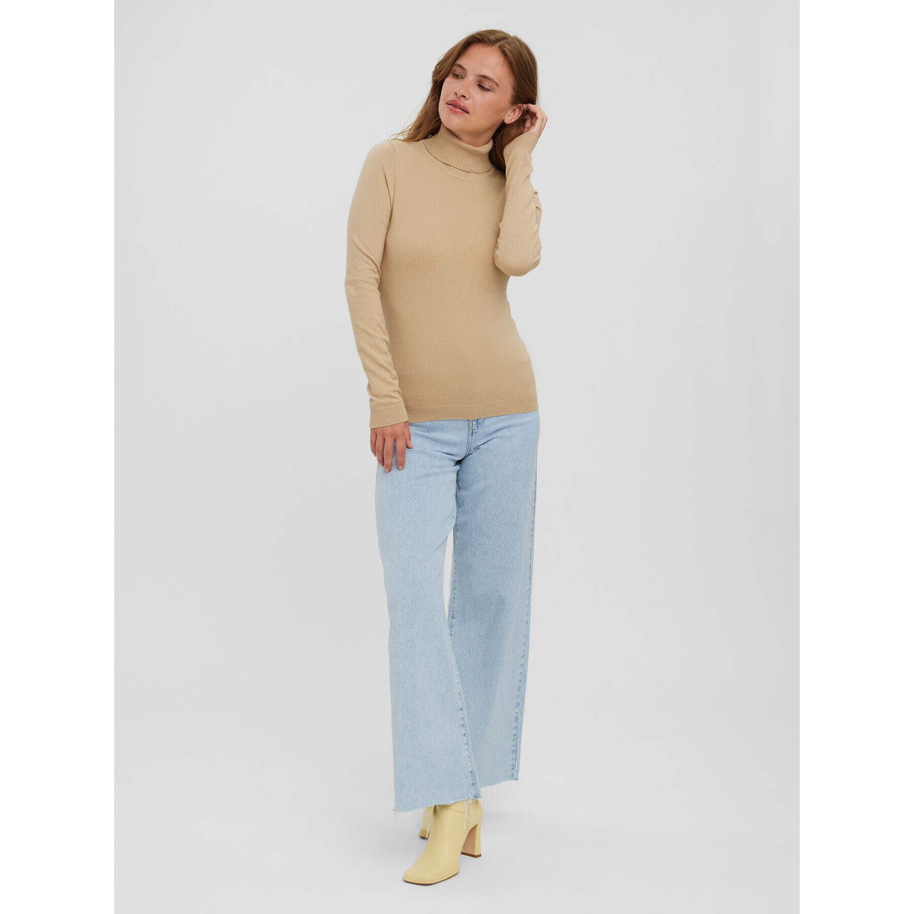 Vero Moda Поло Happiness 10238127 Бежов Regular Fit - Pepit.bg