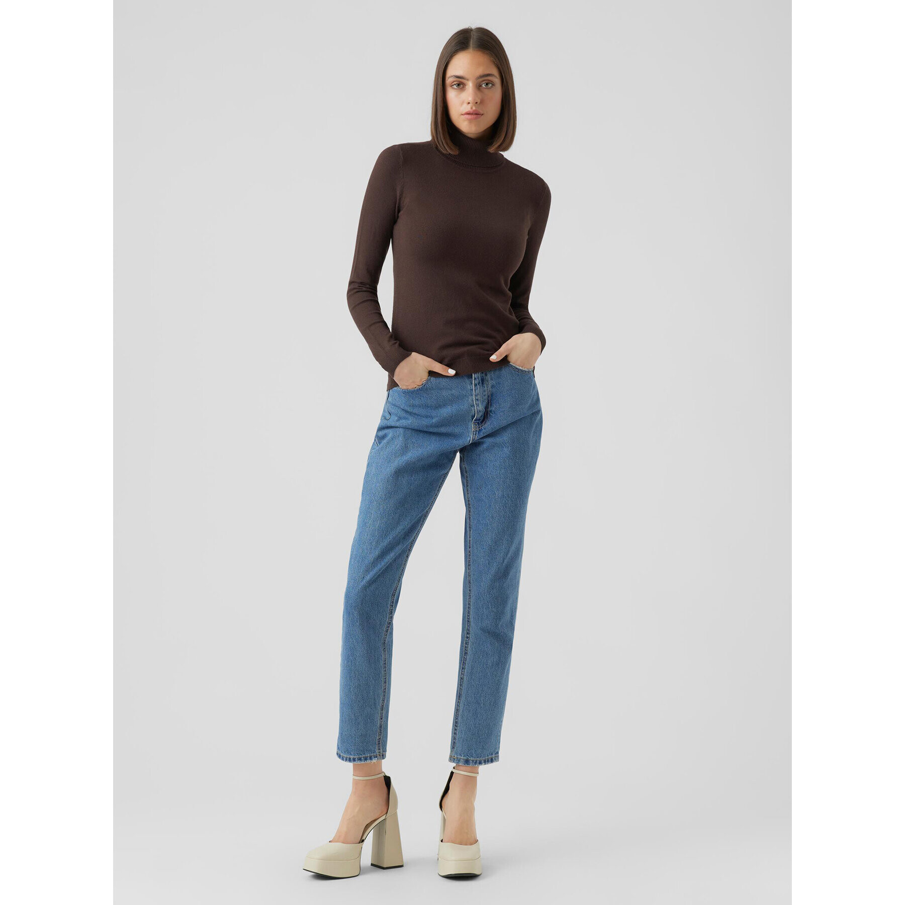 Vero Moda Поло Happiness 10238127 Кафяв Regular Fit - Pepit.bg