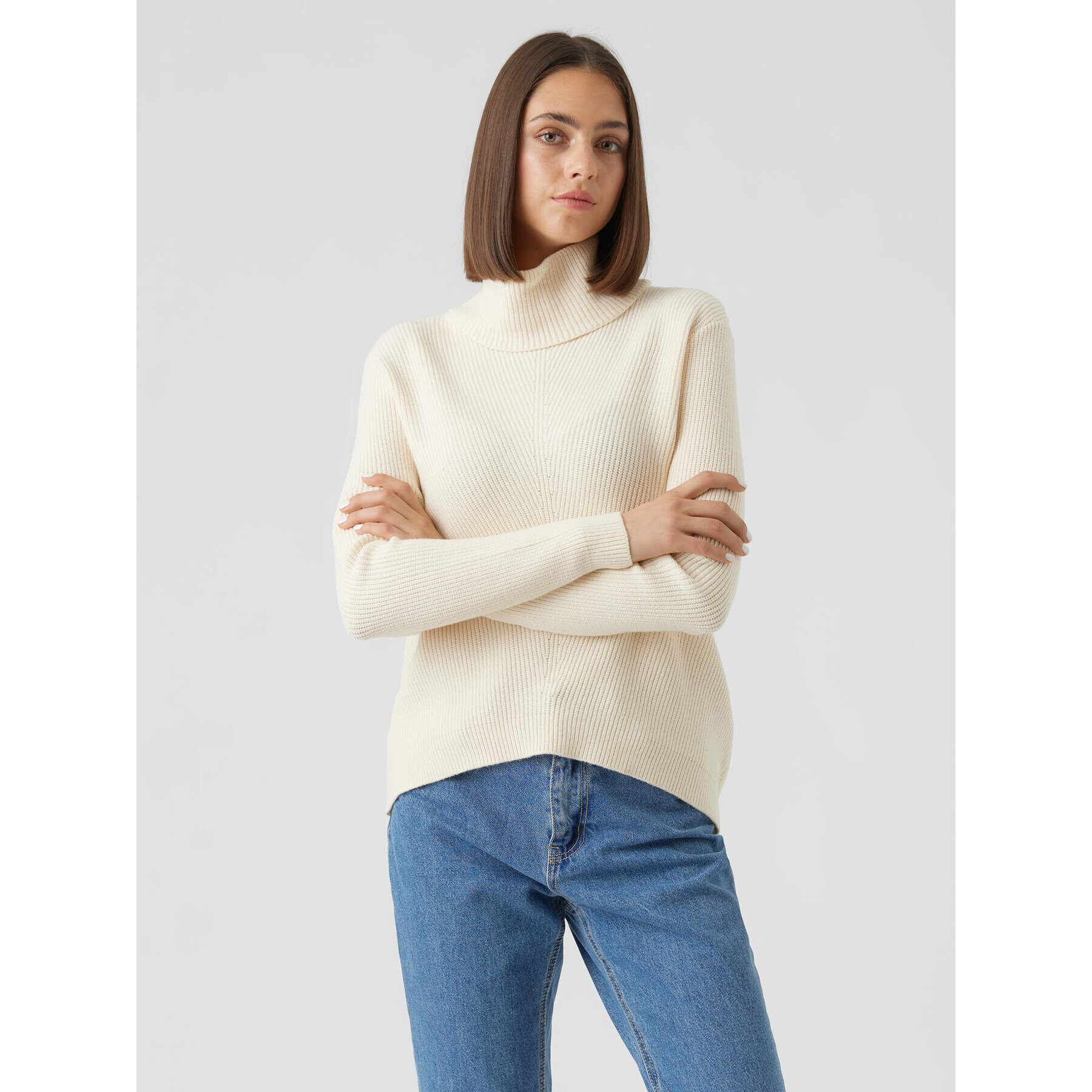 Vero Moda Поло Holly 10268920 Екрю Relaxed Fit - Pepit.bg