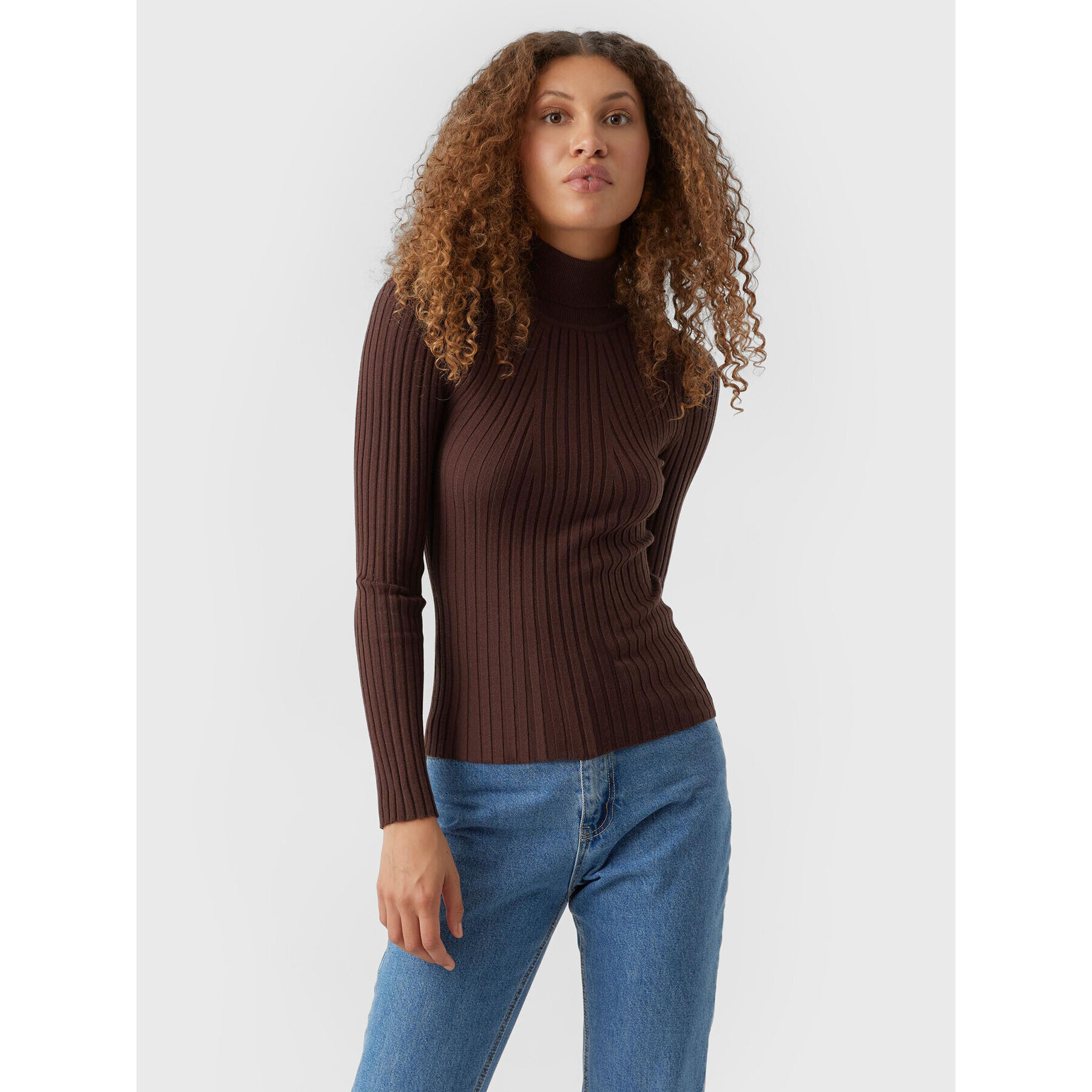 Vero Moda Поло Kiki 10272699 Кафяв Slim Fit - Pepit.bg
