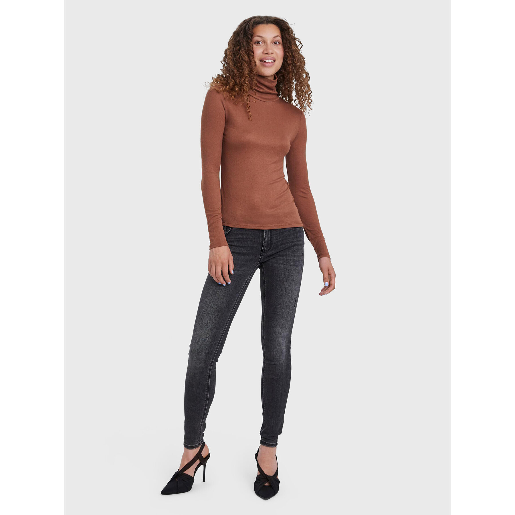 Vero Moda Поло Mella 10271620 Кафяв Regular Fit - Pepit.bg