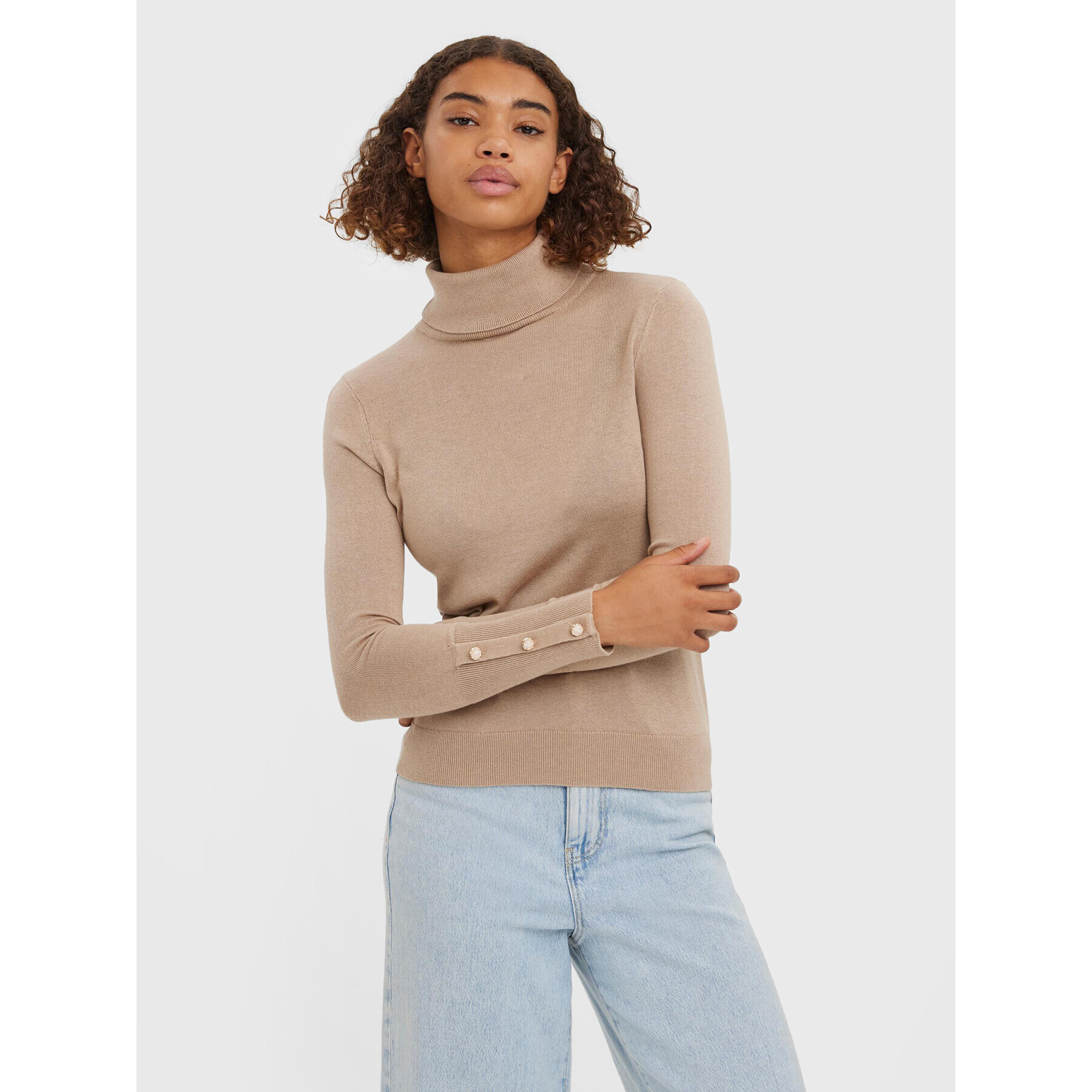 Vero Moda Поло New Milda 10268155 Бежов Regular Fit - Pepit.bg