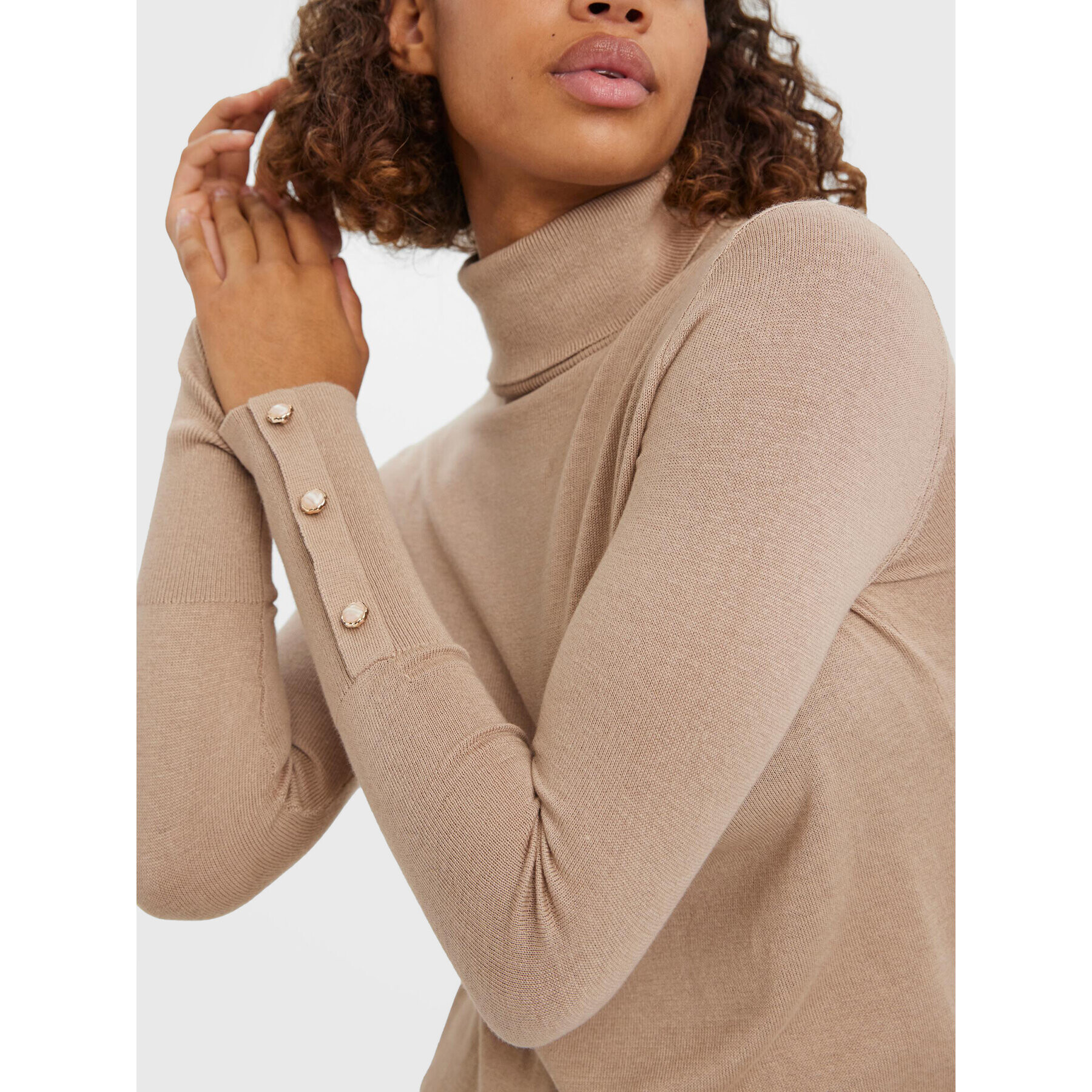 Vero Moda Поло New Milda 10268155 Бежов Regular Fit - Pepit.bg
