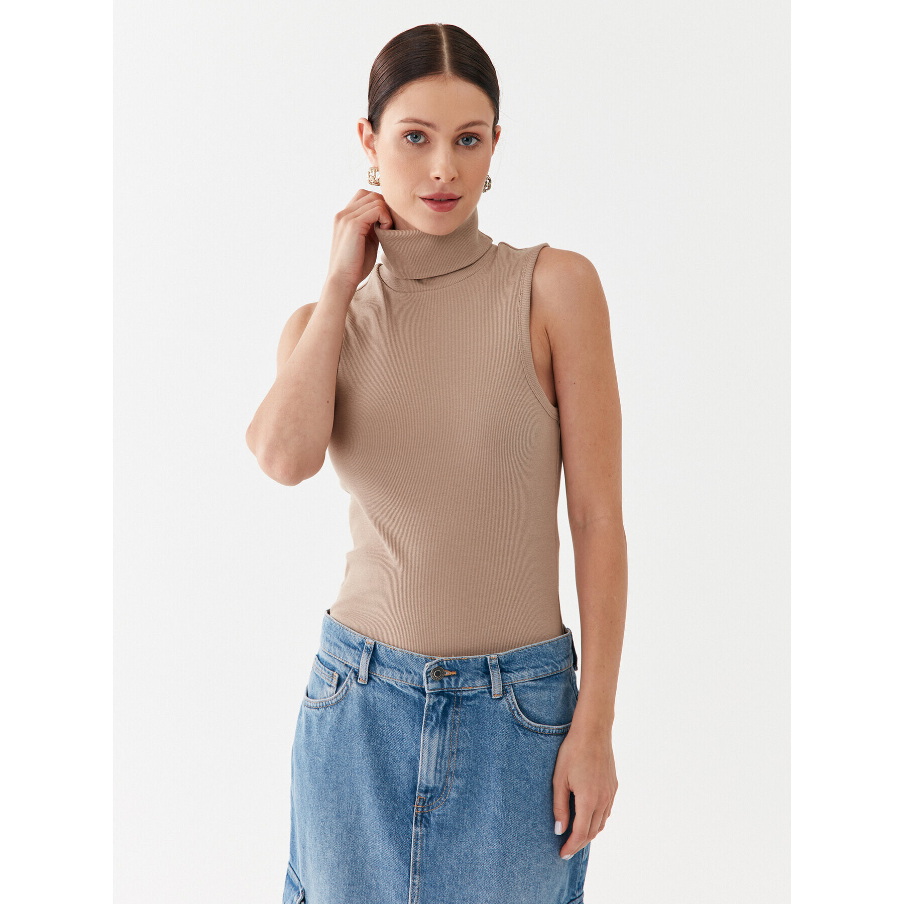 Vero Moda Поло Vita 10271194 Бежов Slim Fit - Pepit.bg