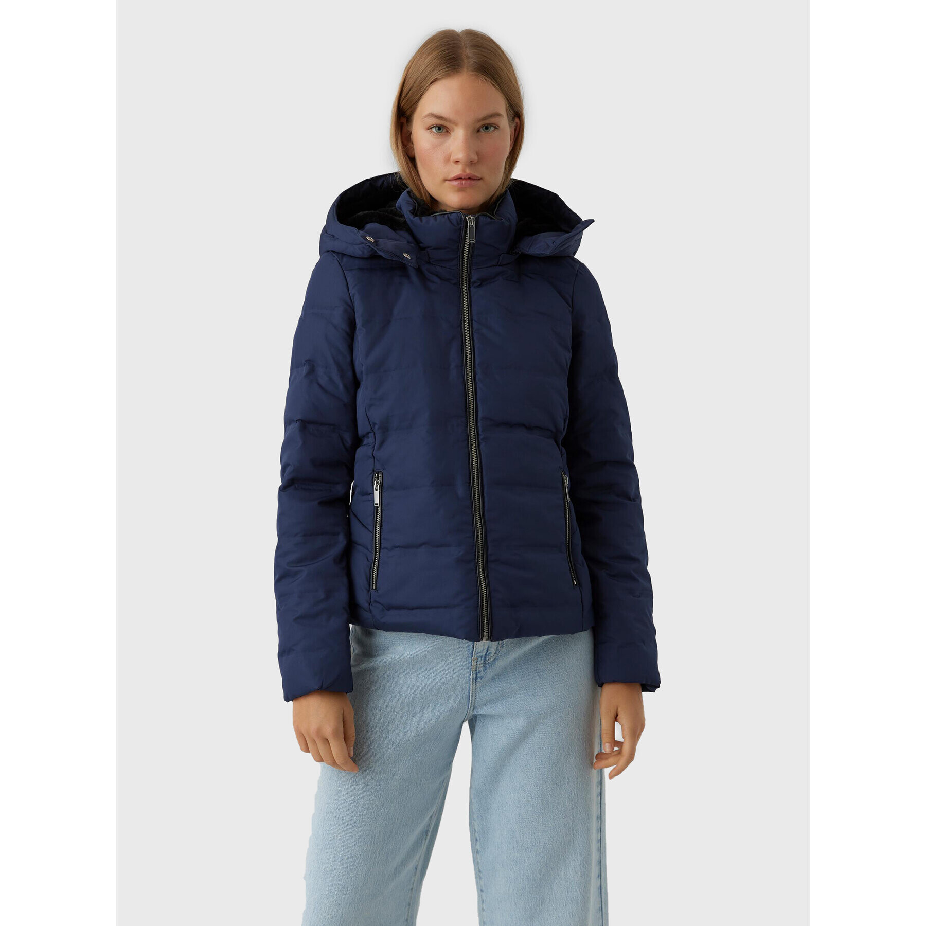 Vero Moda Пухено яке Dolly 10247684 Тъмносин Regular Fit - Pepit.bg