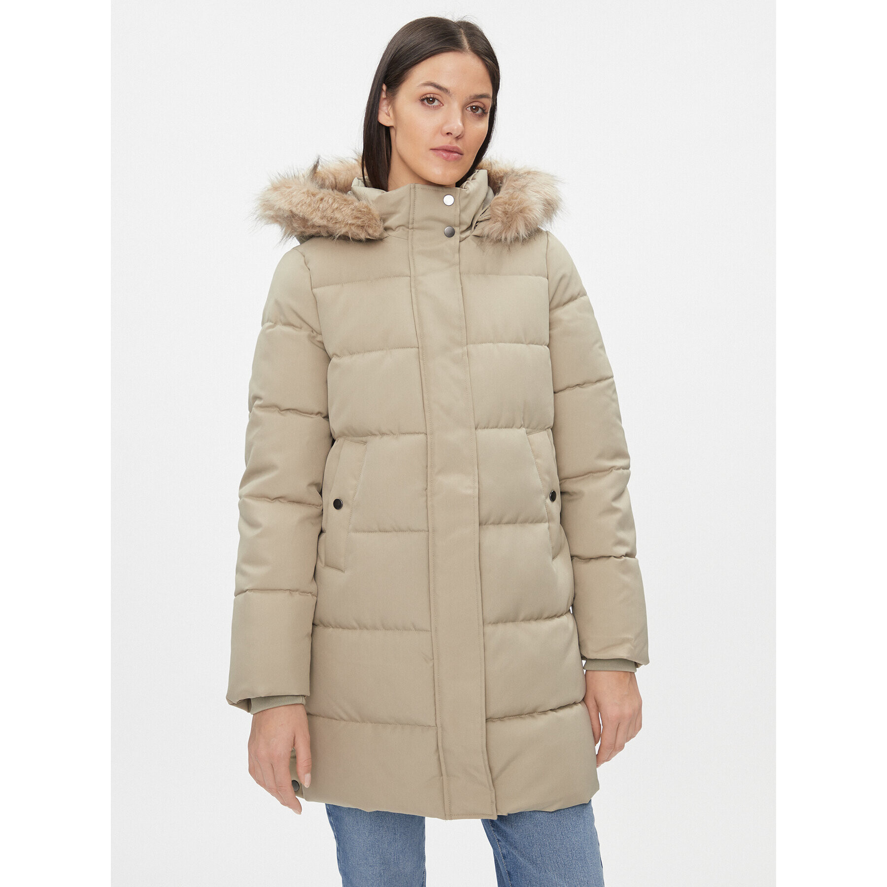 Vero Moda Пухено яке 10289478 Бежов Regular Fit - Pepit.bg