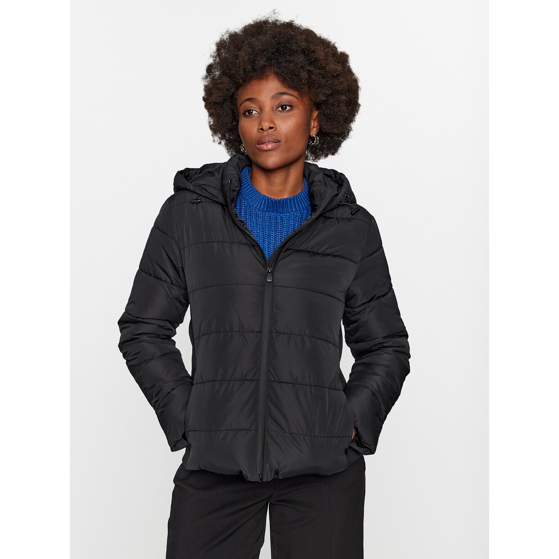 Vero Moda Пухено яке 10289837 Черен Regular Fit - Pepit.bg