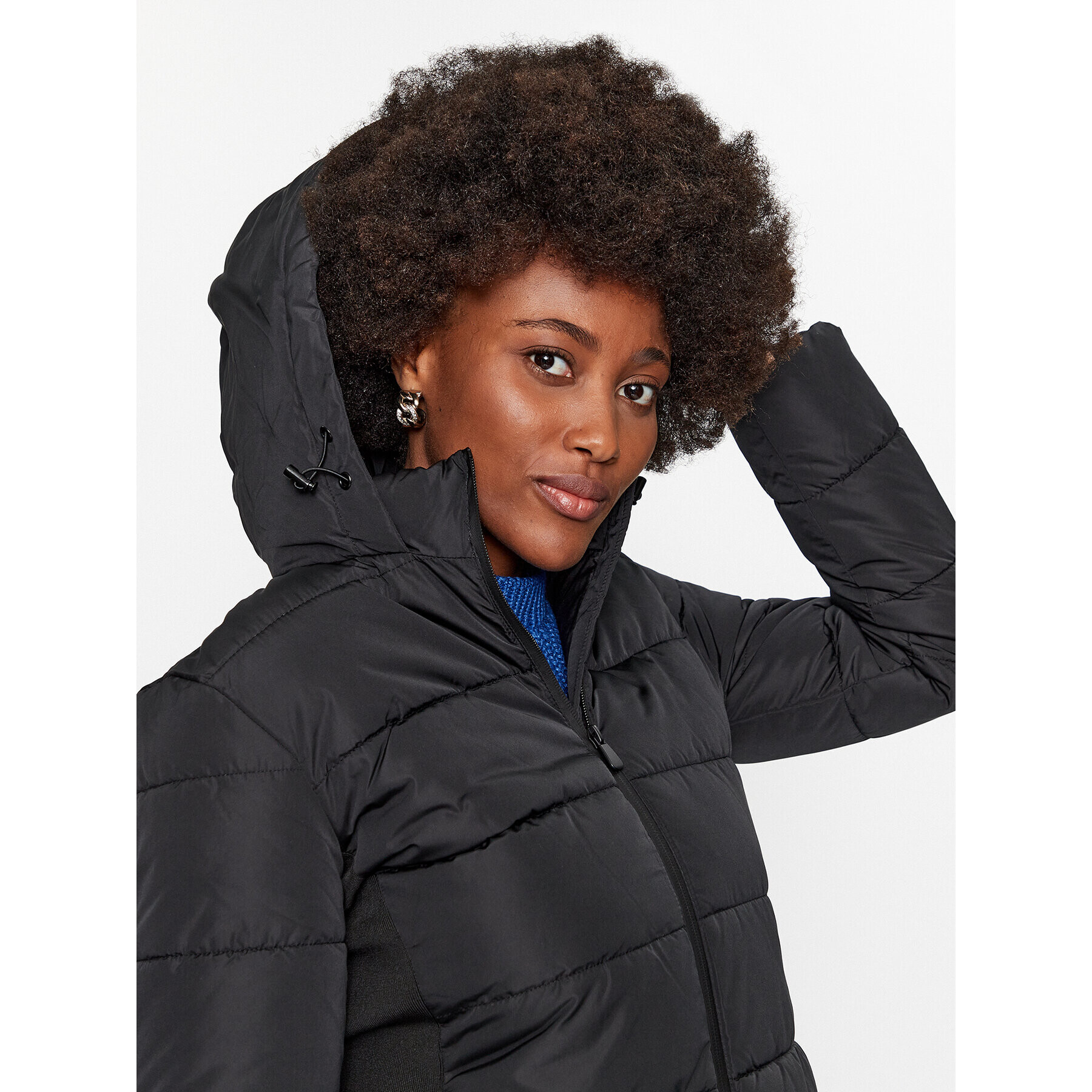 Vero Moda Пухено яке 10289837 Черен Regular Fit - Pepit.bg